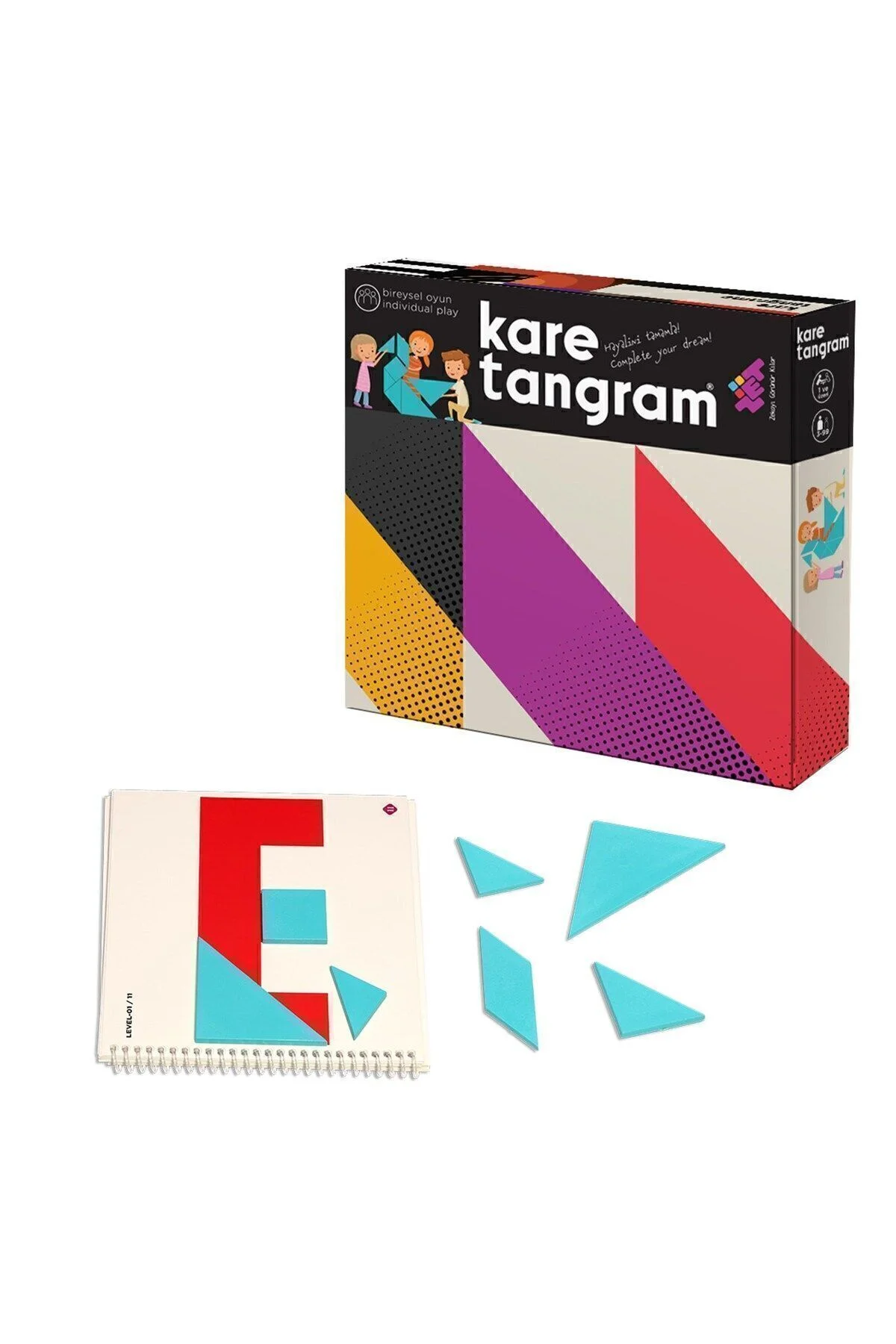 KARE TANGRAM Zeka Oyunu (7 Parça 36 Farklı Şekil) 3+ Yaş 1+ Oyuncu - TÜZDER Görsel 2