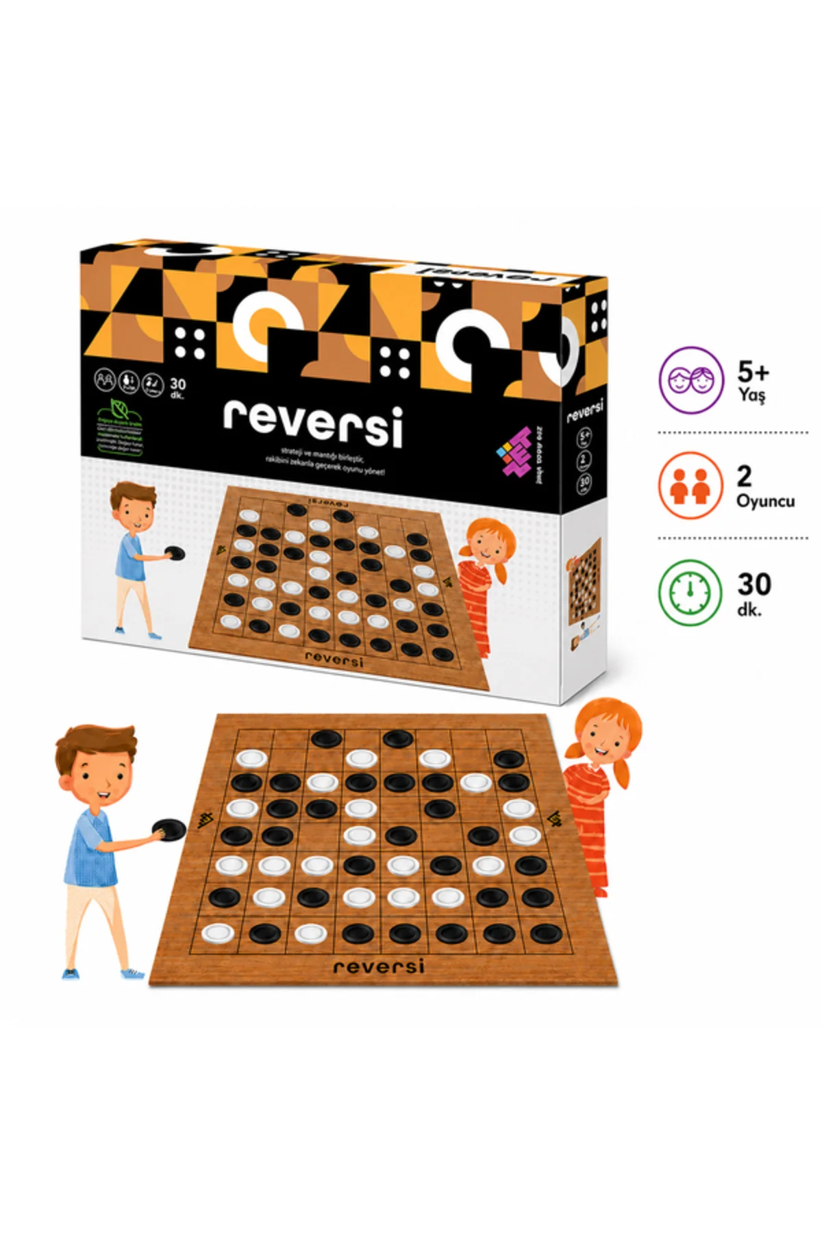 REVERSİ Ahşap Zeka ve Akıl Oyunu 5+ Yaş 2 Oyuncu