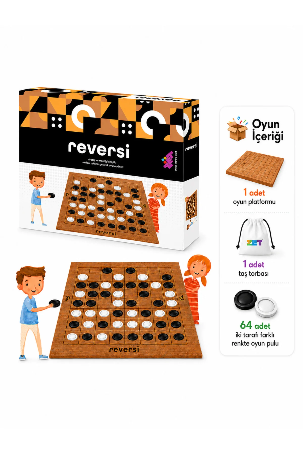REVERSİ Ahşap Zeka ve Akıl Oyunu 5+ Yaş 2 Oyuncu - Zetzeka Görsel 3