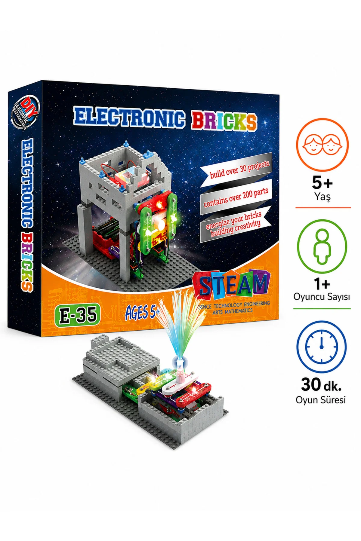 Electronic Bricks Kit Eğlenceli ve Öğretici Elektronik Deney Seti 200+ Deney 5+ Yaş