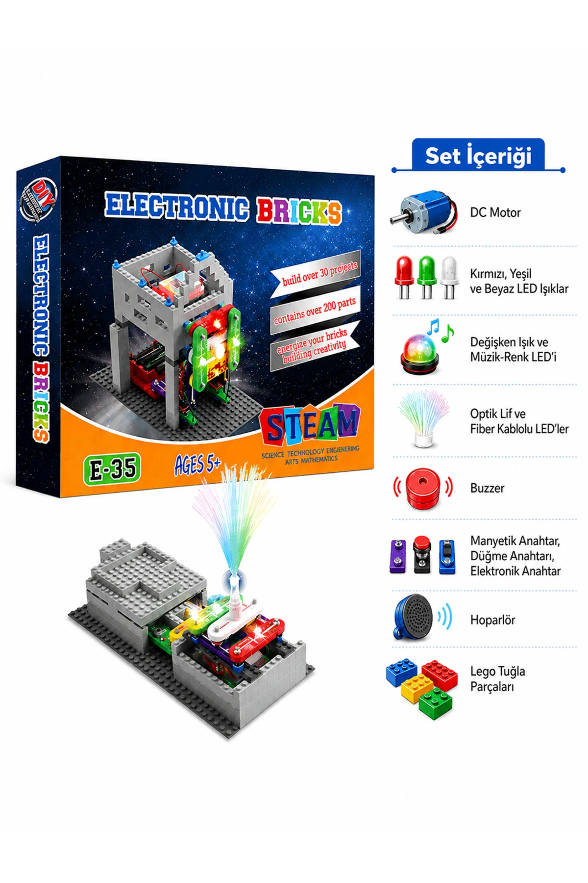 Electronic Bricks Kit Eğlenceli ve Öğretici Elektronik Deney Seti 200+ Deney 5+ Yaş - Zetzeka Görsel 3