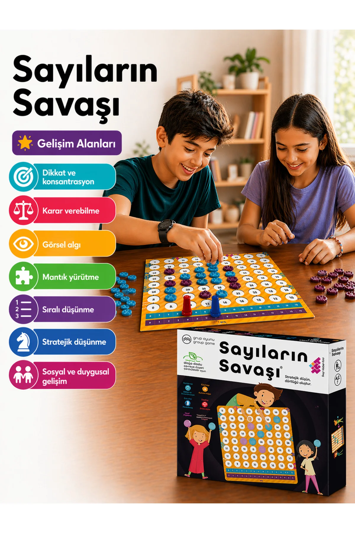 Sayıların Savaşı Zeka ve Akıl Oyunu 7+ Yaş 2 Oyuncu - Zetzeka Görsel 4