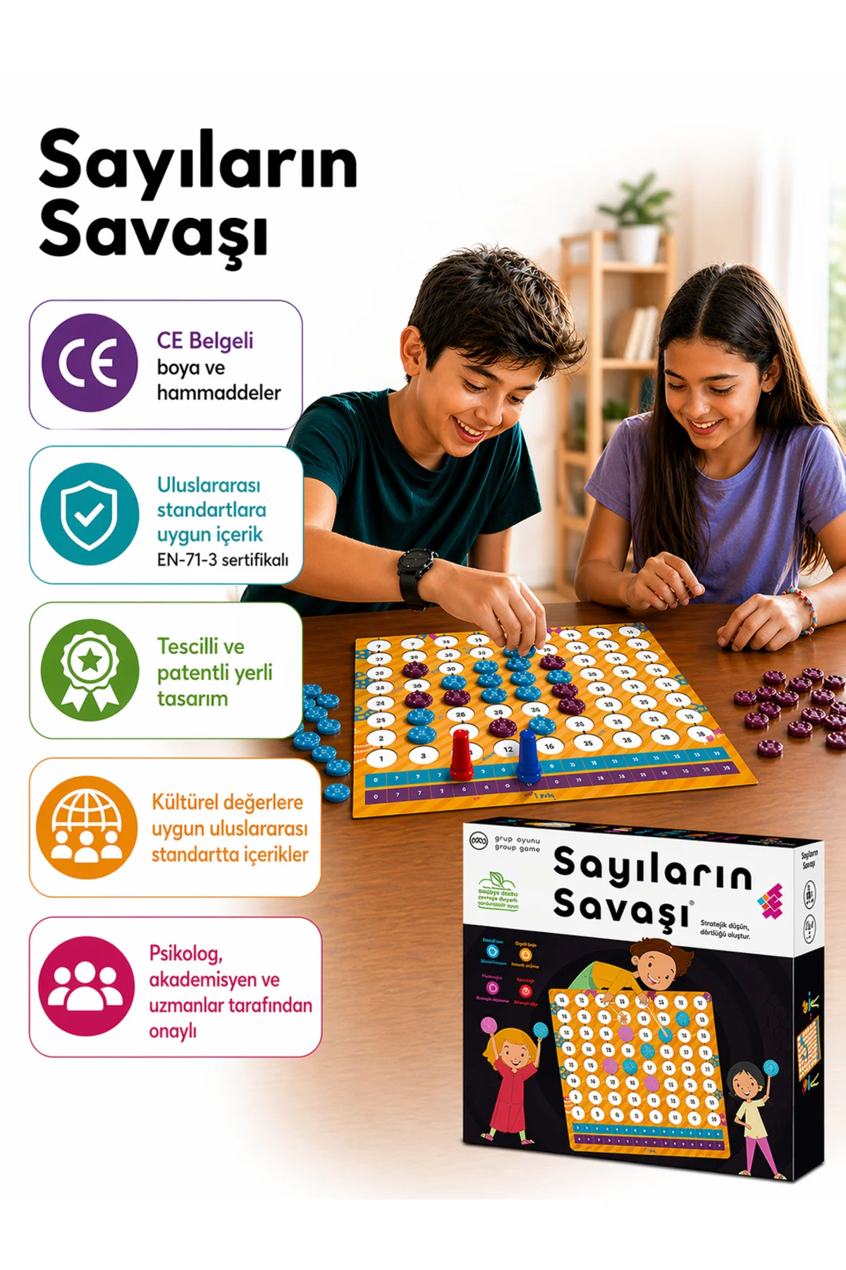 Sayıların Savaşı Zeka ve Akıl Oyunu 7+ Yaş 2 Oyuncu - Zetzeka Görsel 3
