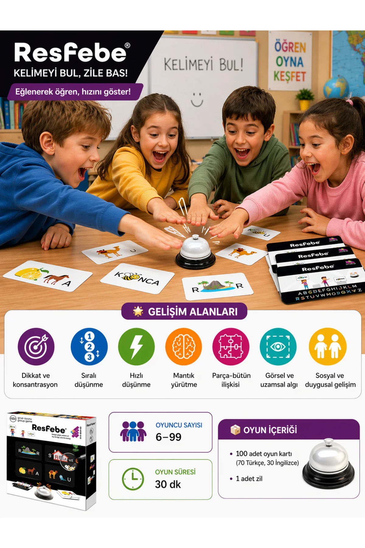 Resfebe Zeka ve Akıl Oyunu 6+ Yaş 2+ Oyuncu - Zetzeka Görsel 2