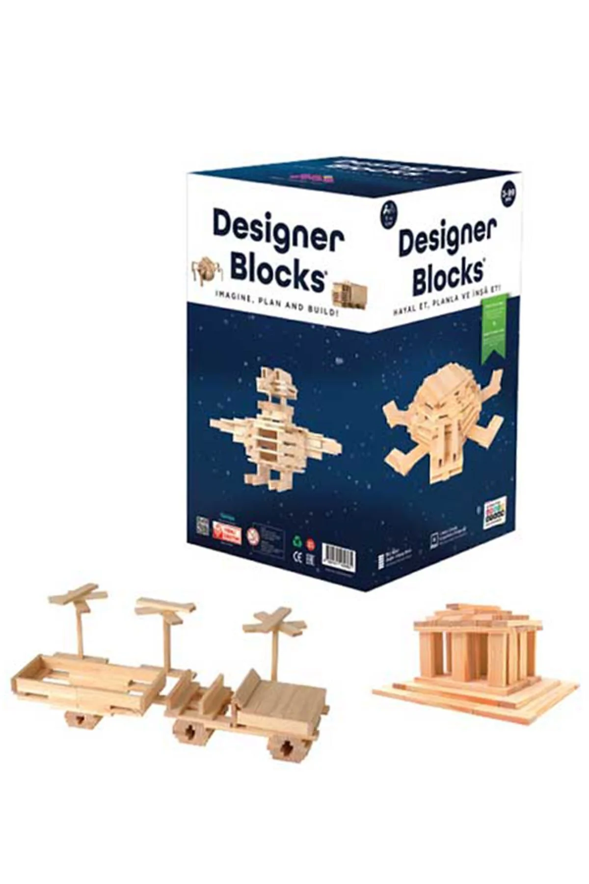 Designer Blocks 100 Doğal Ahşap Parça 3+ Yaş 1+ Oyuncu - Zetzeka Görsel 7