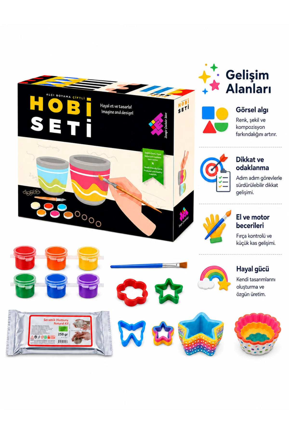 Hobi Seti Alçı Boyama Çiftli 5+ Yaş 1+ Oyuncu - Zetzeka Görsel 5