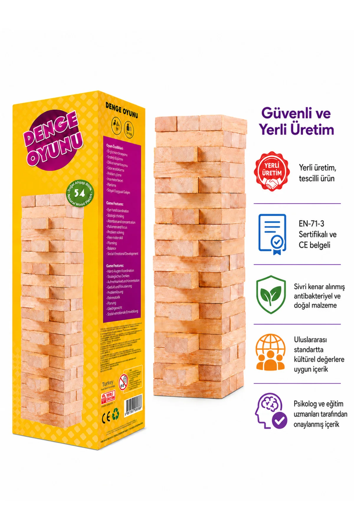 Ahşap Denge Oyunu 54 Parça 3+ Yaş 2 Oyuncu - Zetzeka Görsel 6