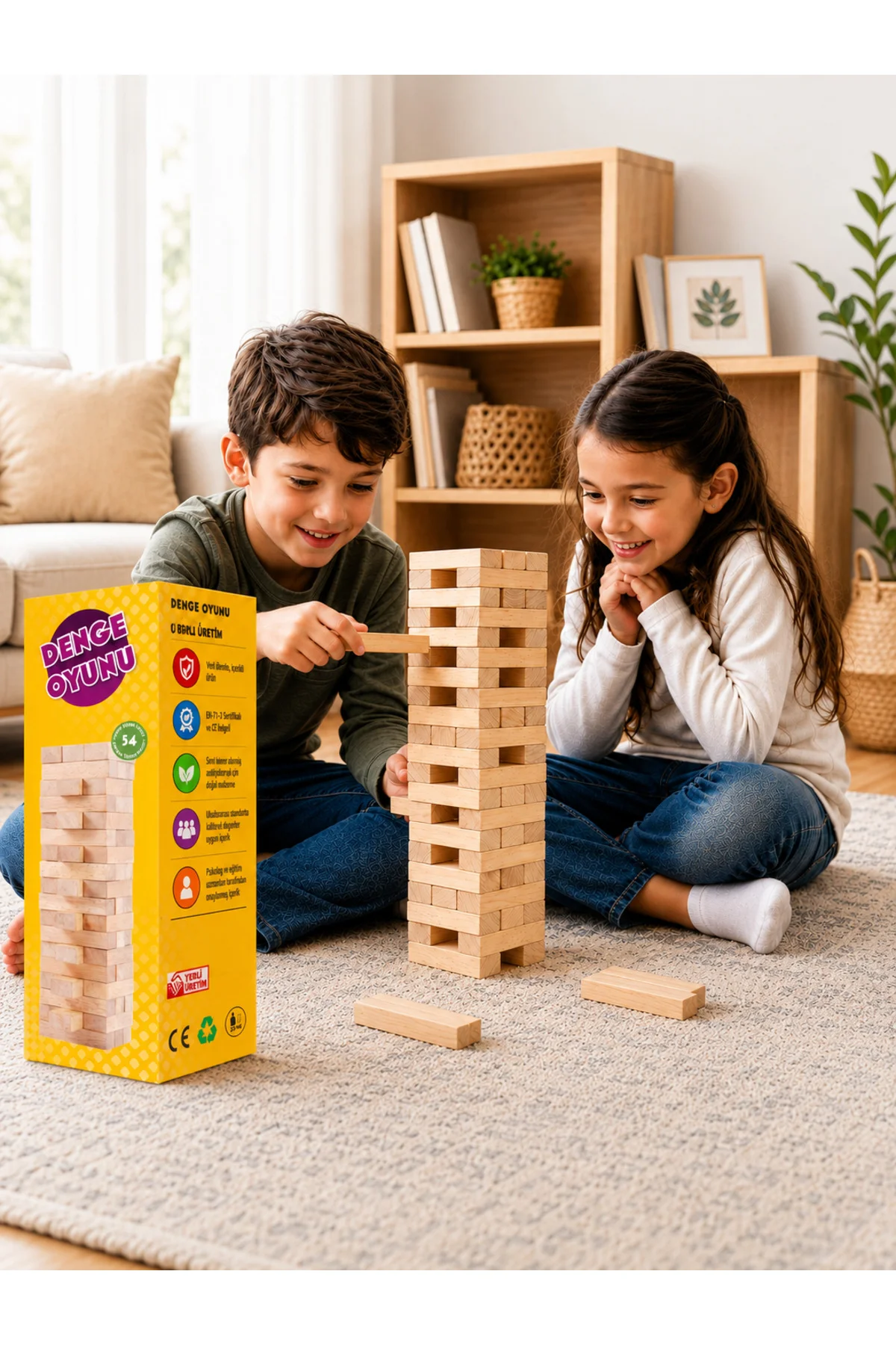 Ahşap Denge Oyunu 54 Parça 3+ Yaş 2 Oyuncu - Zetzeka Görsel 4