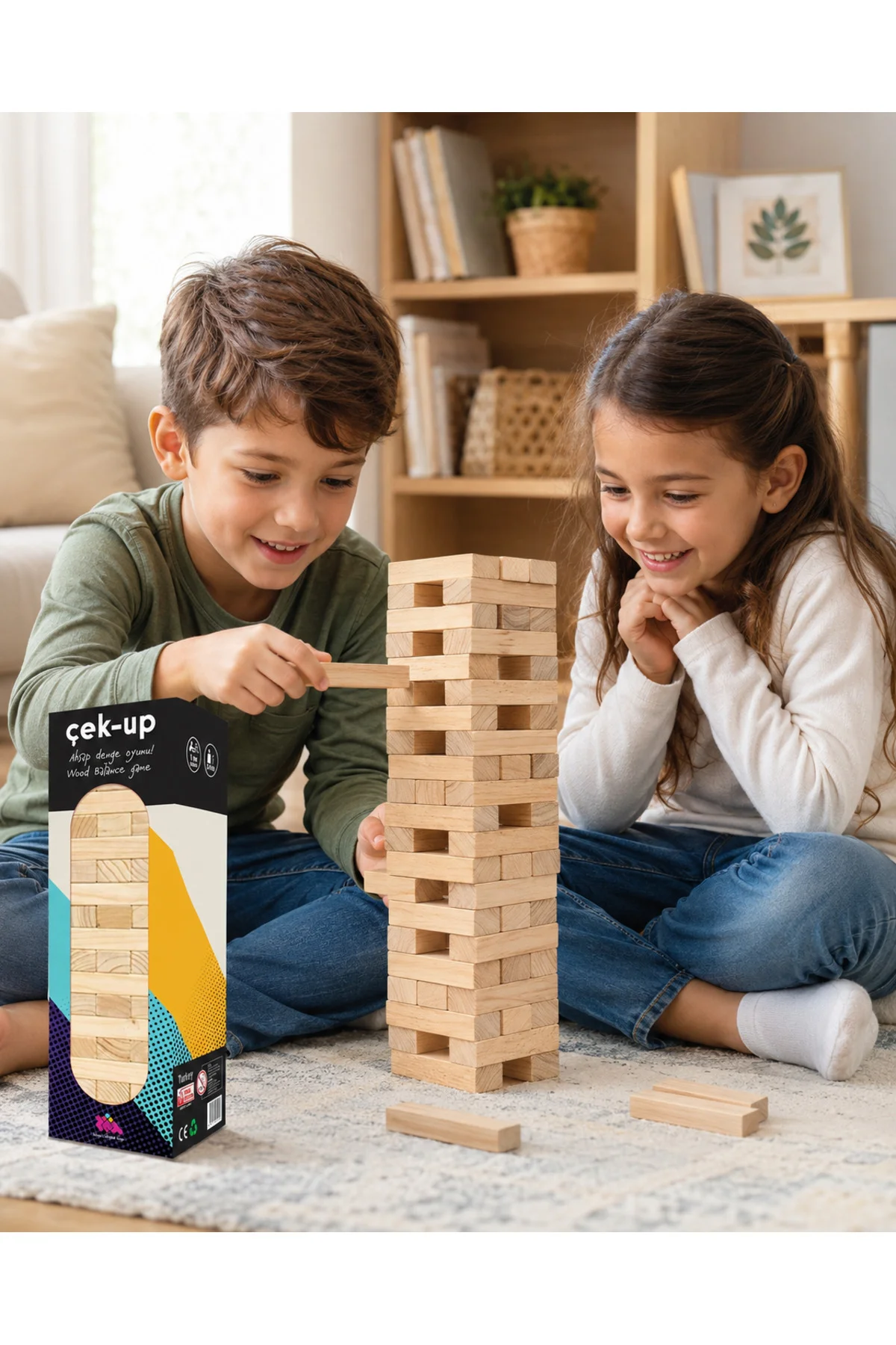 Çek-Up 54 Parça Doğal Ahşap Denge Oyunu 3+ Yaş 2 Oyuncu - ZEKÜP Görsel 4