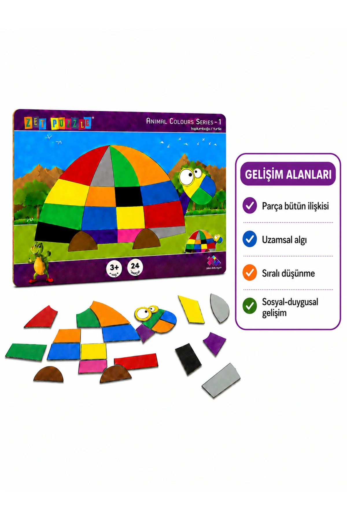 Kaplumbağa Puzzle Animal Colours Serisi 3 Yaş 1 Oyuncu - Zet Görsel 4