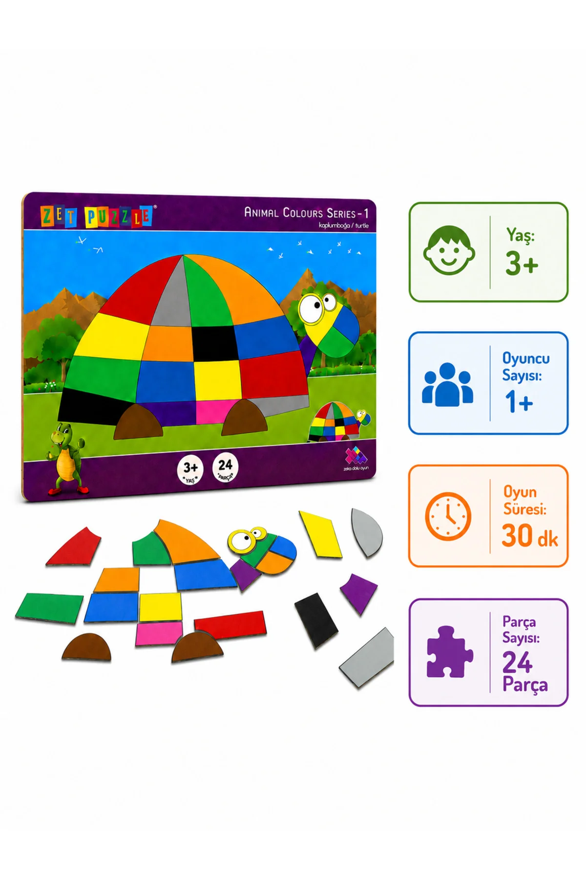 Kaplumbağa Puzzle Animal Colours Serisi 3 Yaş 1 Oyuncu