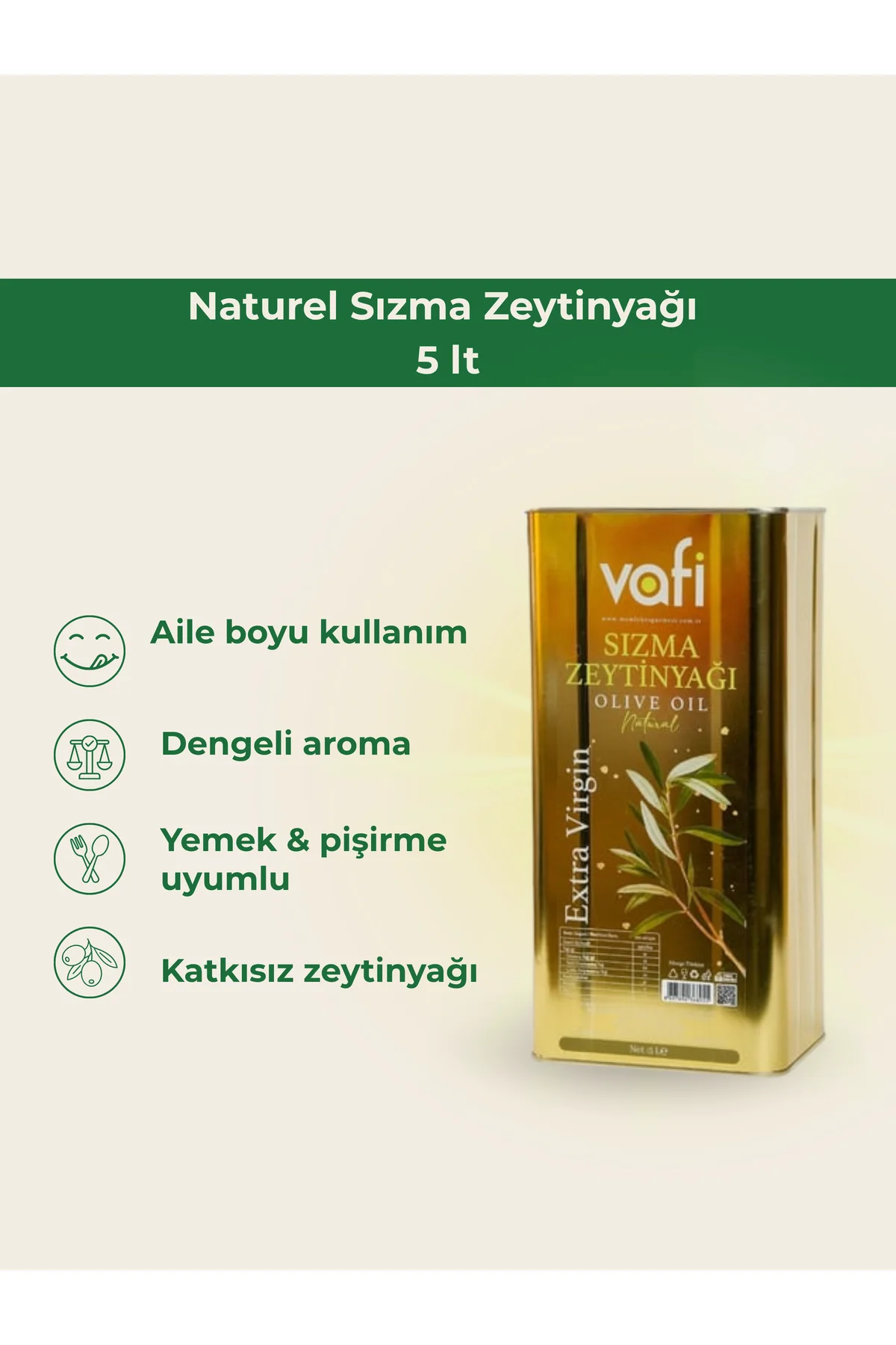 Vafi Naturel Sızma Zeytinyağı 5 lt  1 ADET - vafi Görsel 2
