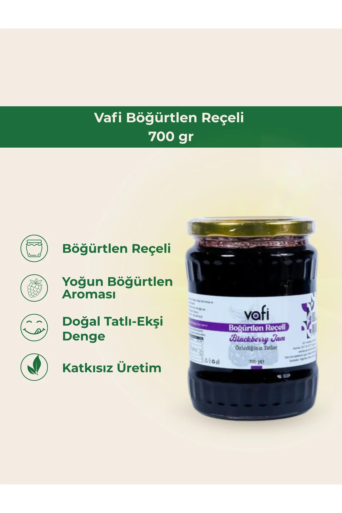 Vafi Reçel Serisi Böğürtlen Reçeli 700 gr  1 ADET - vafi Görsel 2