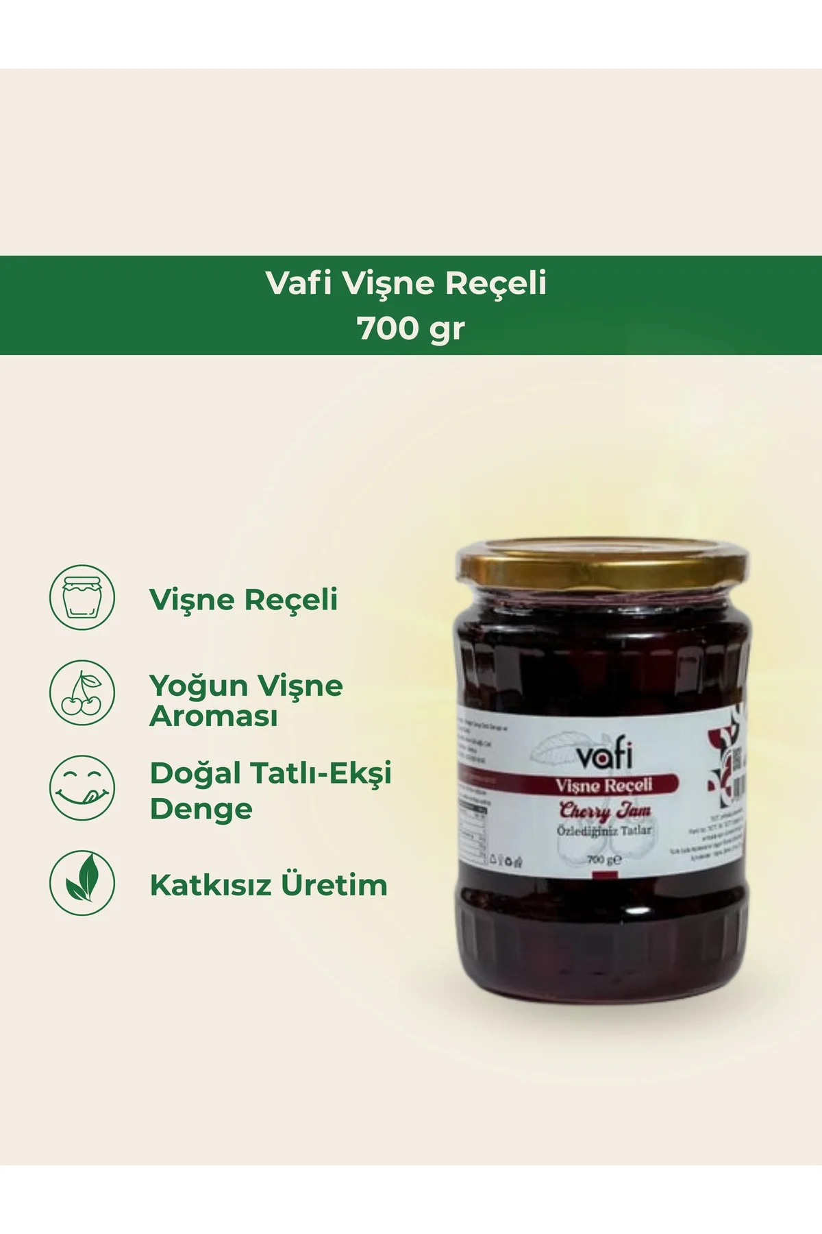 Vafi Vişne Reçeli 700 gr  1 ADET - vafi Görsel 2