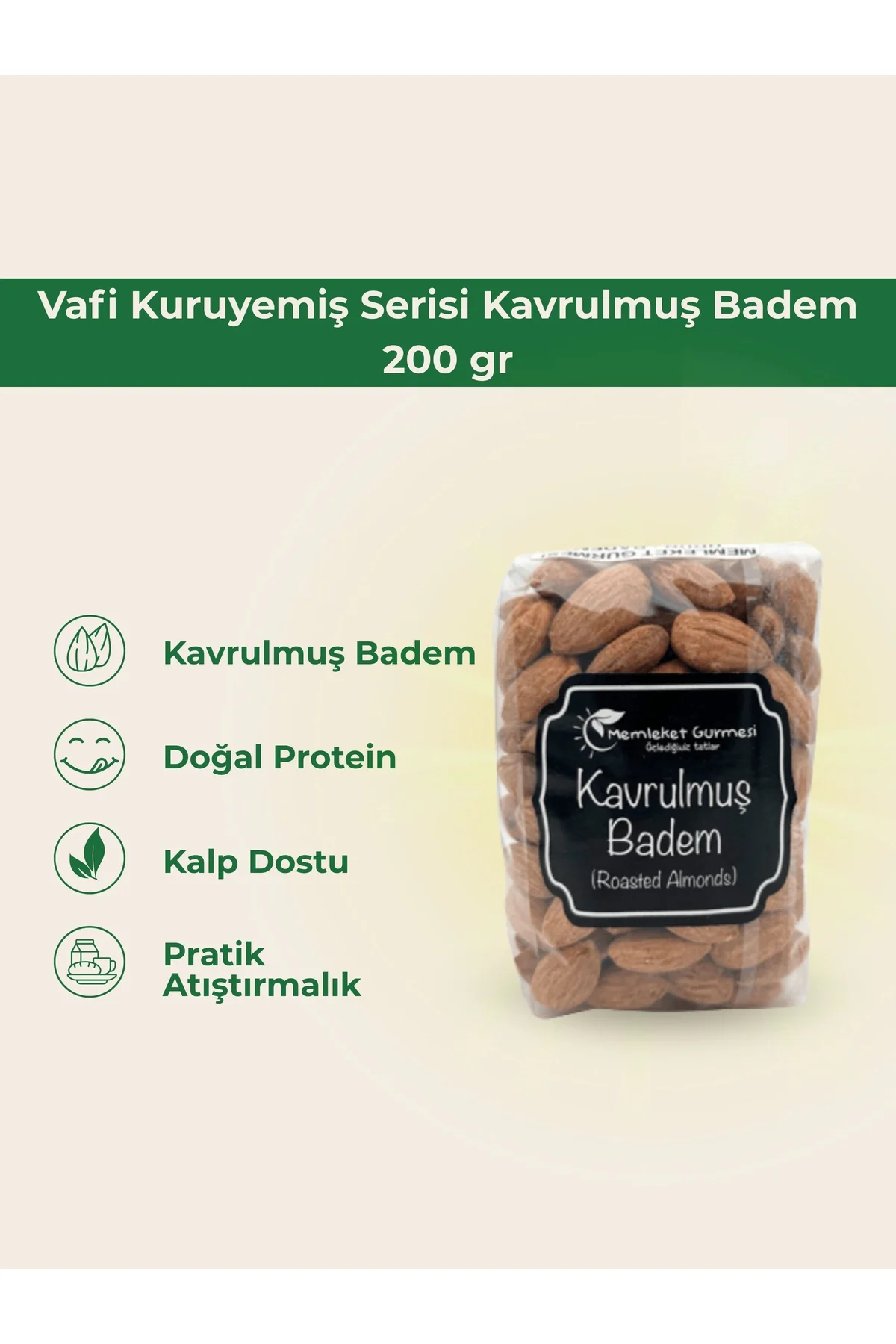 Vafi Kuruyemiş Serisi Kavrulmuş Badem 200 gr 1 ADET - vafi Görsel 2