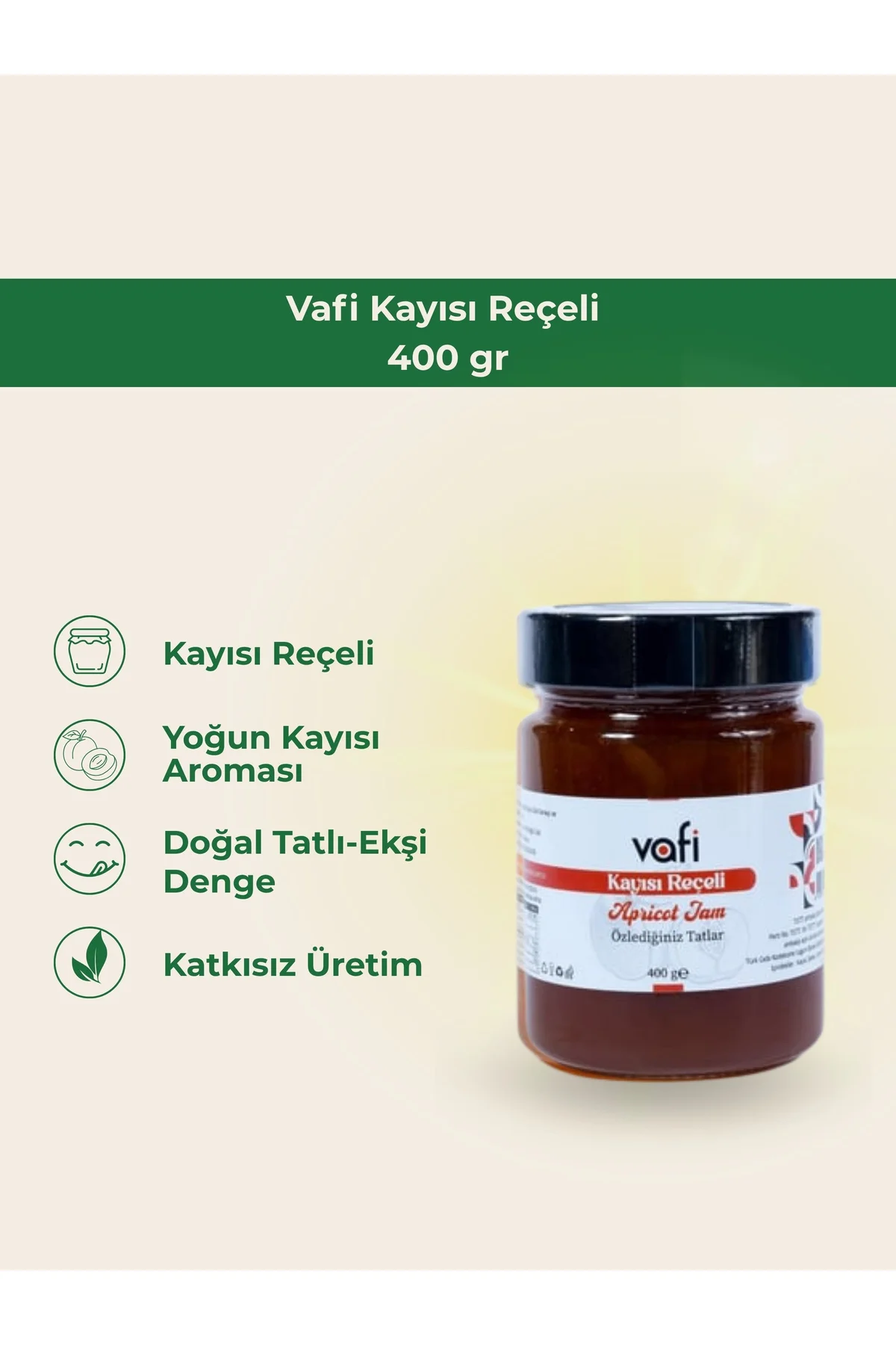 Vafi Reçel Serisi Kayısı Reçeli 400 gr  1 ADET - vafi Görsel 2