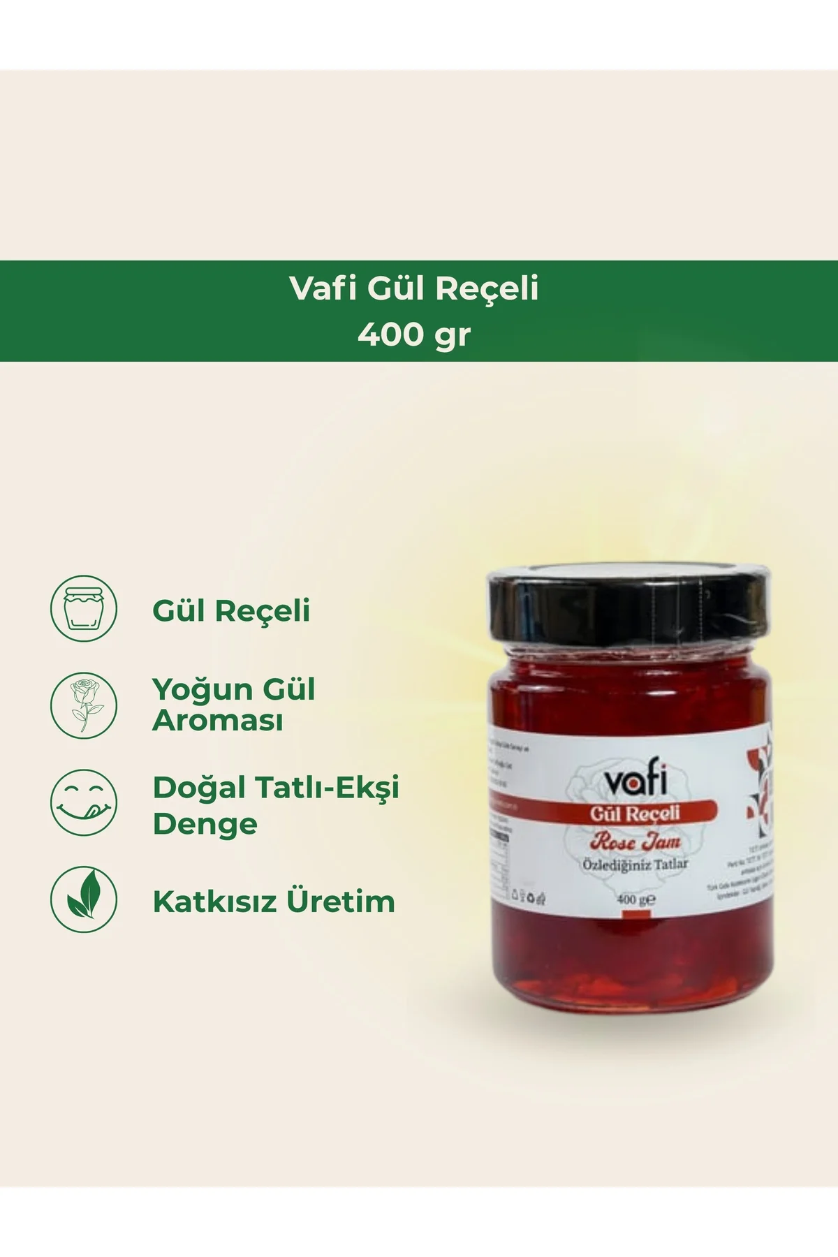 Vafi Reçel Serisi Gül Reçeli 400 gr 1 ADET - vafi Görsel 2