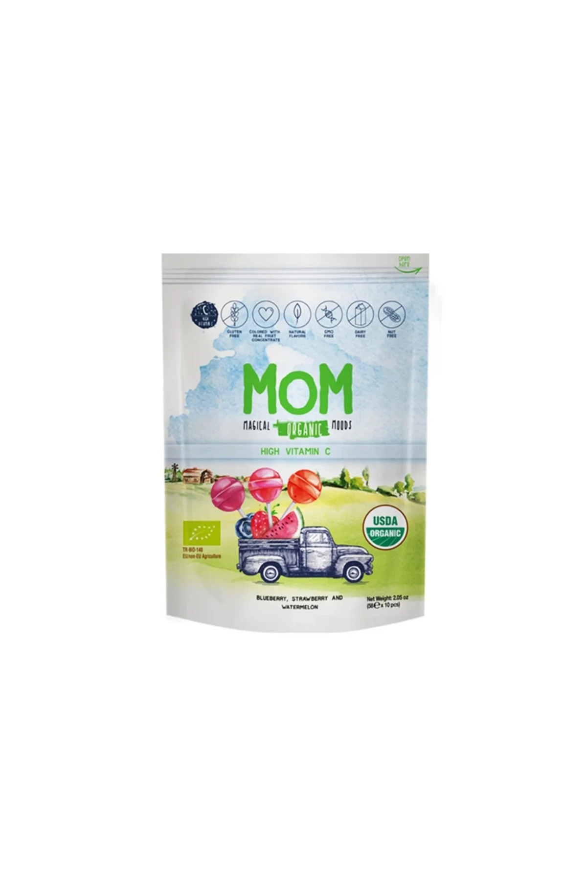 Mom Meyve Aromalı Organik Lolipop 10'lu 1 ADET