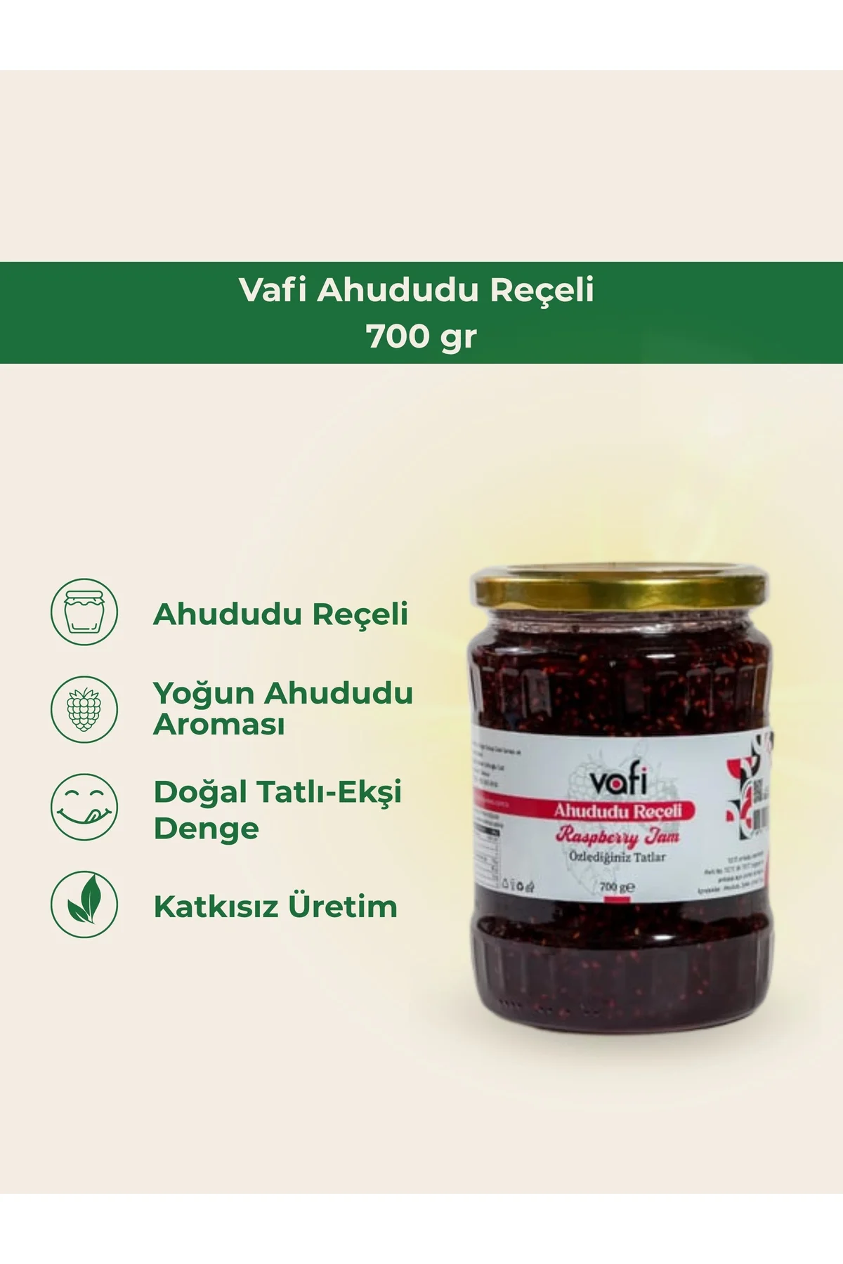 Vafi Reçel Serisi Ahududu Reçeli 700 gr 1 ADET - vafi Görsel 2