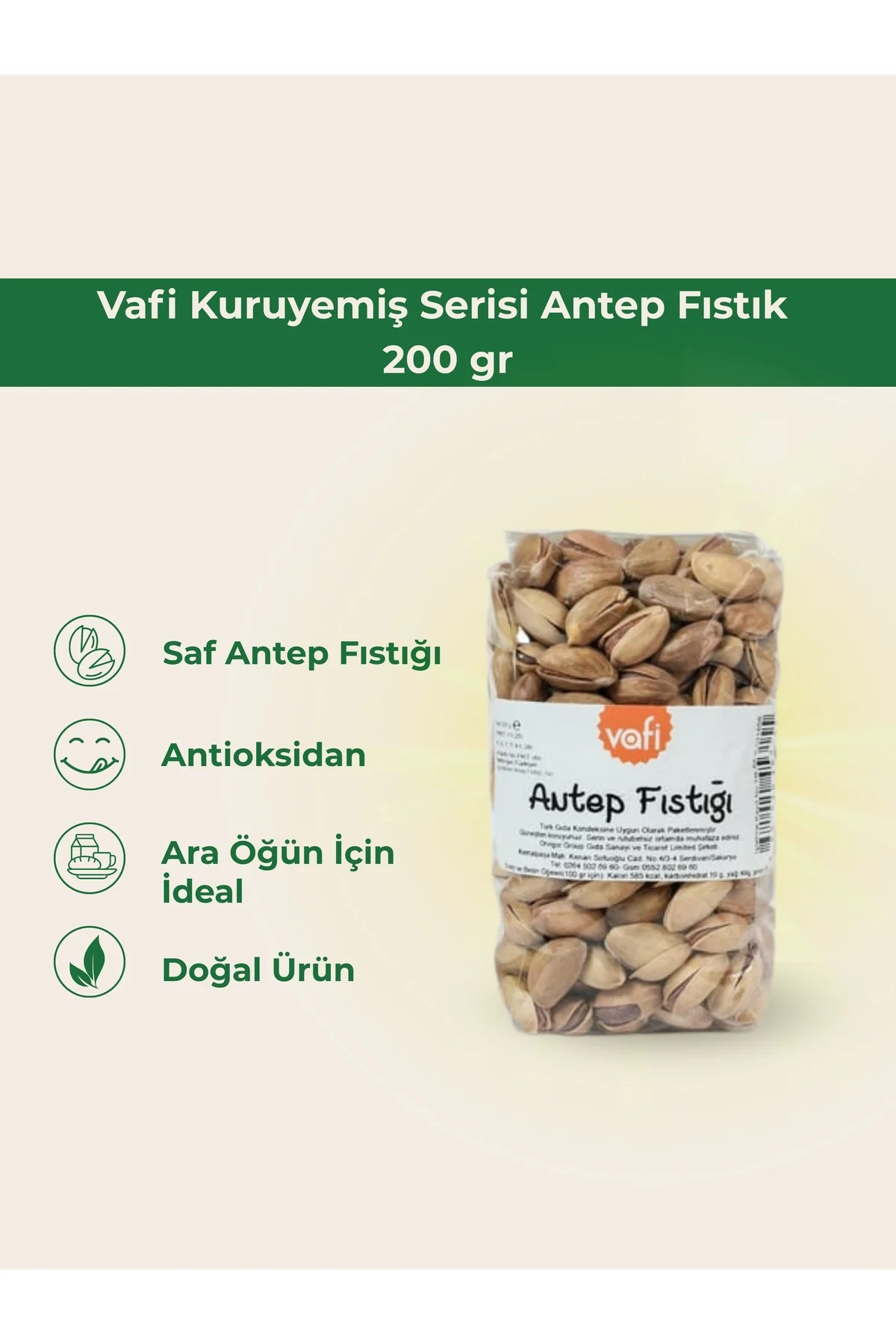 Vafi Kuruyemiş Serisi Antep Fıstık 200 gr 1 ADET - vafi Görsel 2