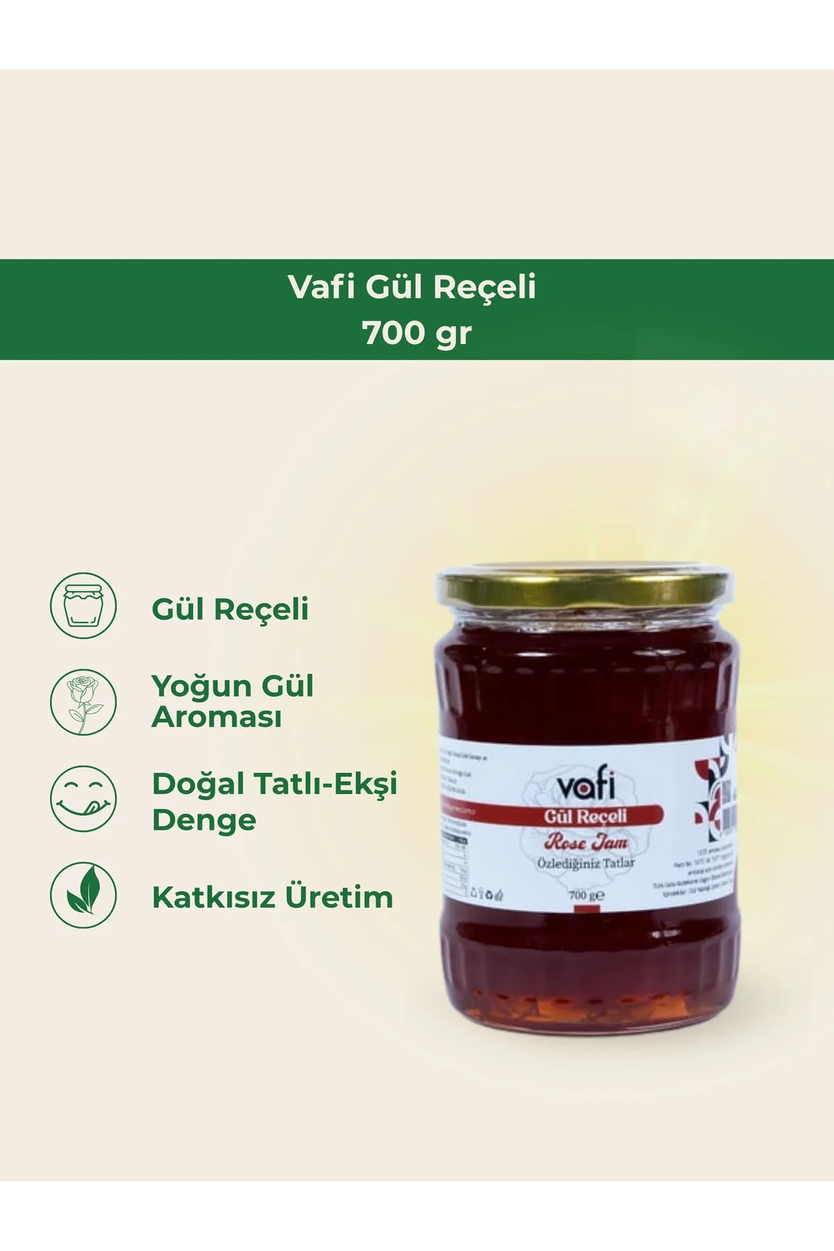 Vafi Reçel Serisi Gül Reçeli 700 gr  1 ADET - vafi Görsel 2