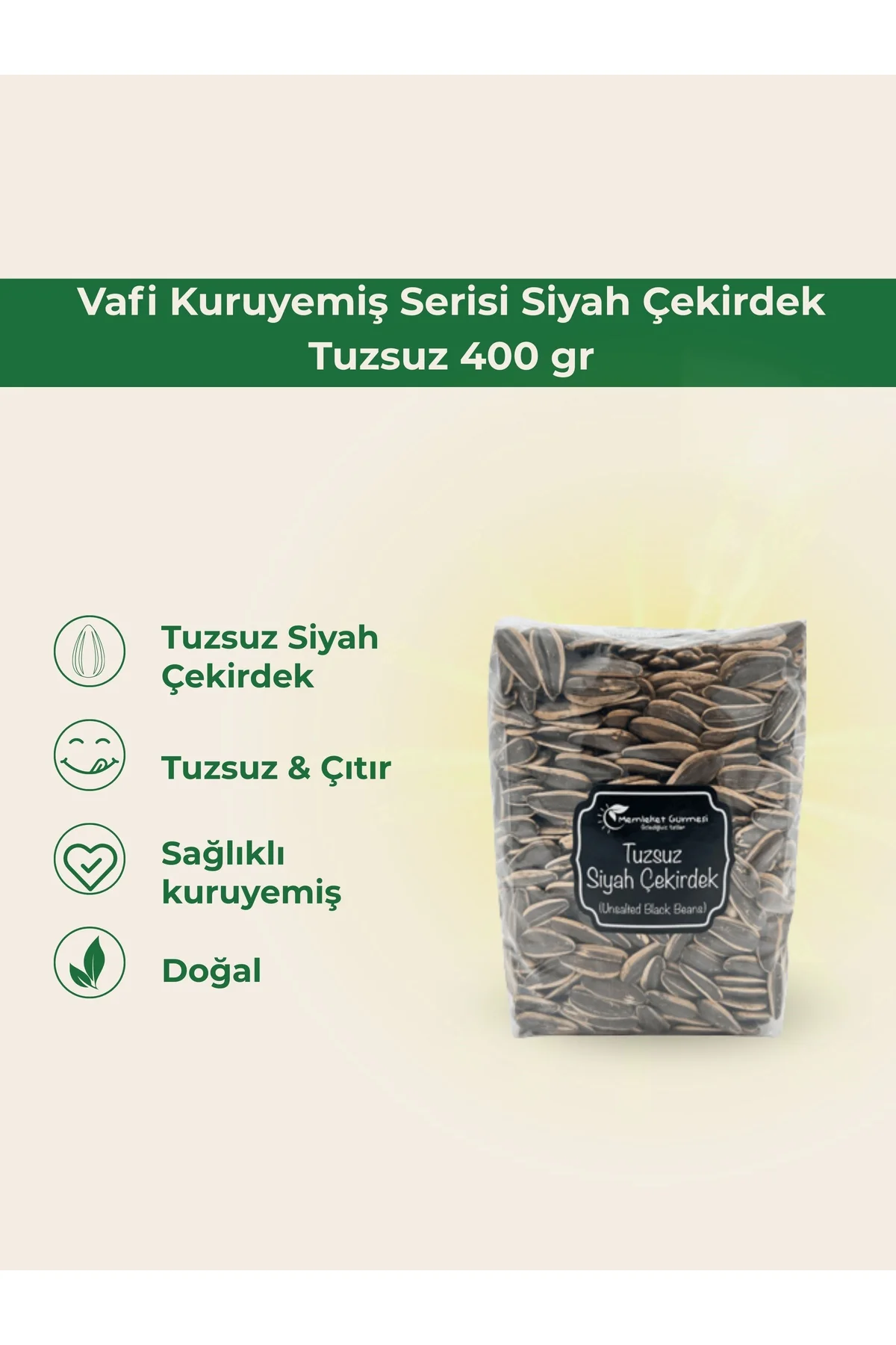 Vafi Kuruyemiş Serisi Siyah Çekirdek Tuzsuz 400 gr 1 ADET