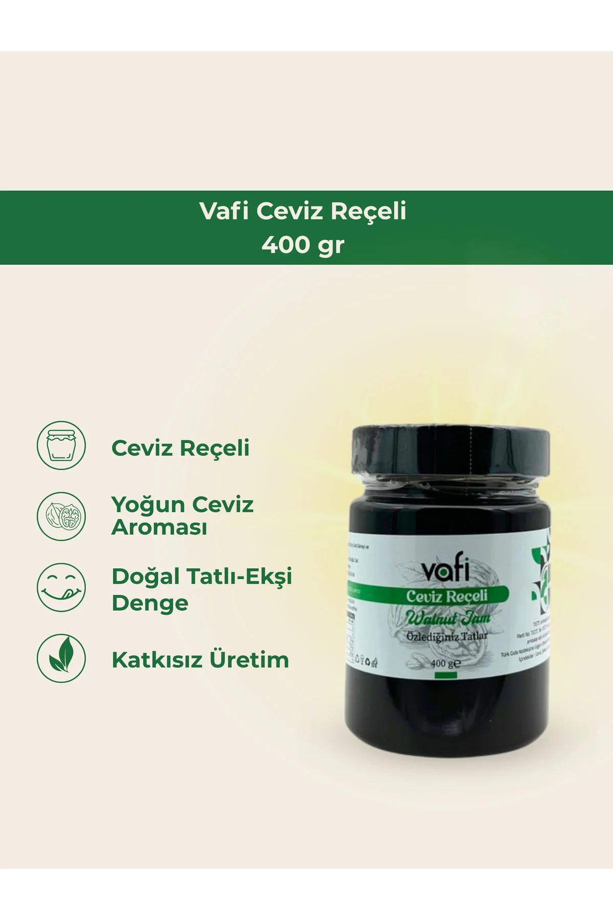 Vafi Reçel Serisi Ceviz Reçeli 400 gr  1 ADET - vafi Görsel 2