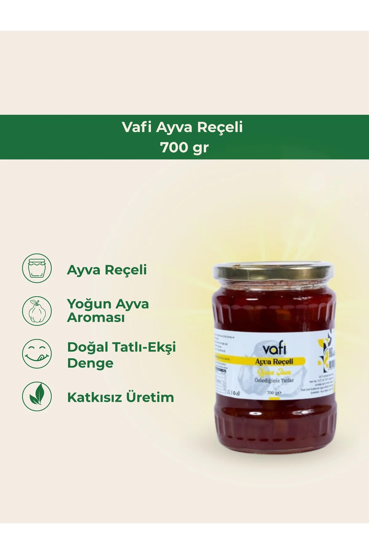 Vafi Reçel Serisi Ayva Reçeli 700 gr  1 ADET - vafi Görsel 2