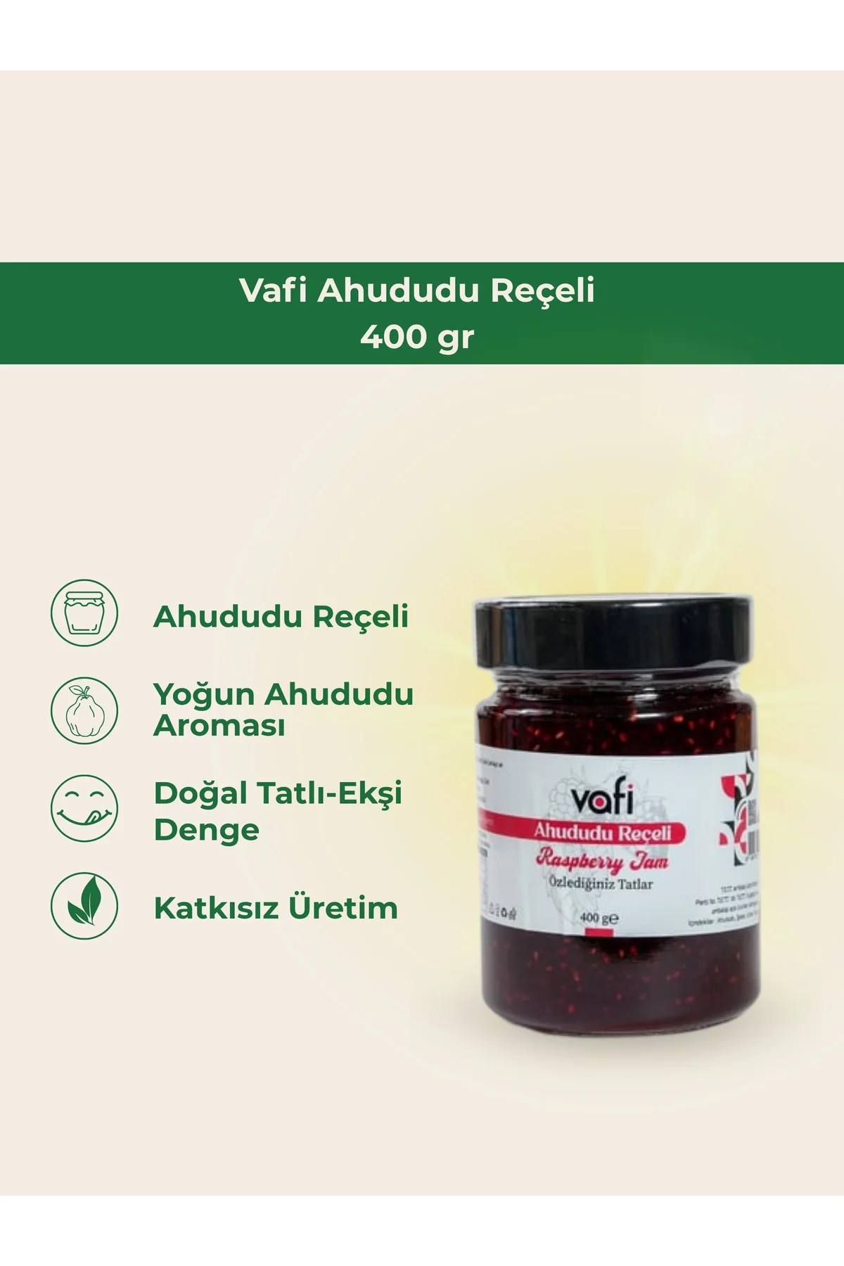 Vafi Reçel Serisi Ahududu Reçeli 400 gr 1 ADET - vafi Görsel 2