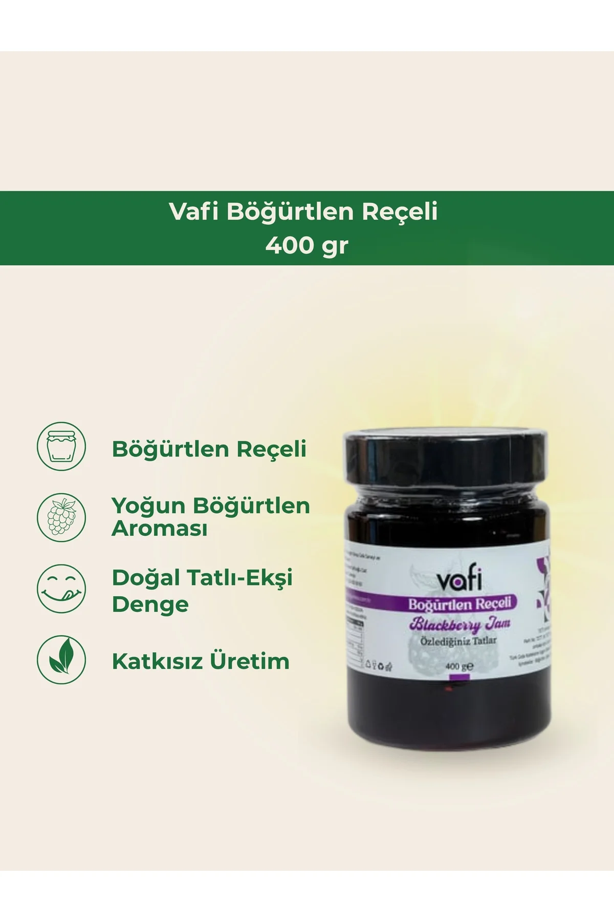 Vafi Reçel Serisi Böğürtlen Reçeli 400 gr 1 ADET - vafi Görsel 2