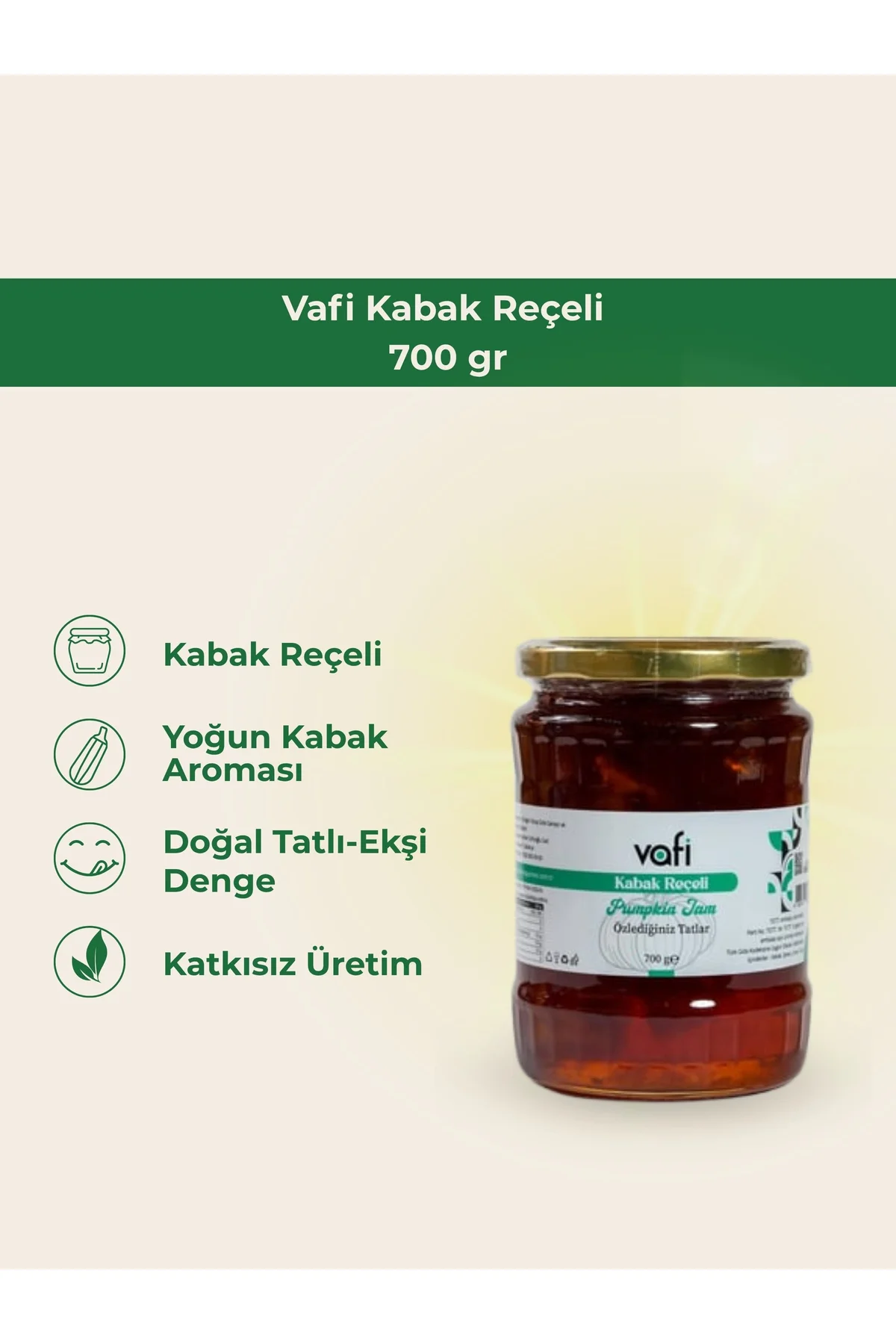 Vafi Reçel Serisi Kabak Reçeli 700 gr  1 ADET - vafi Görsel 2
