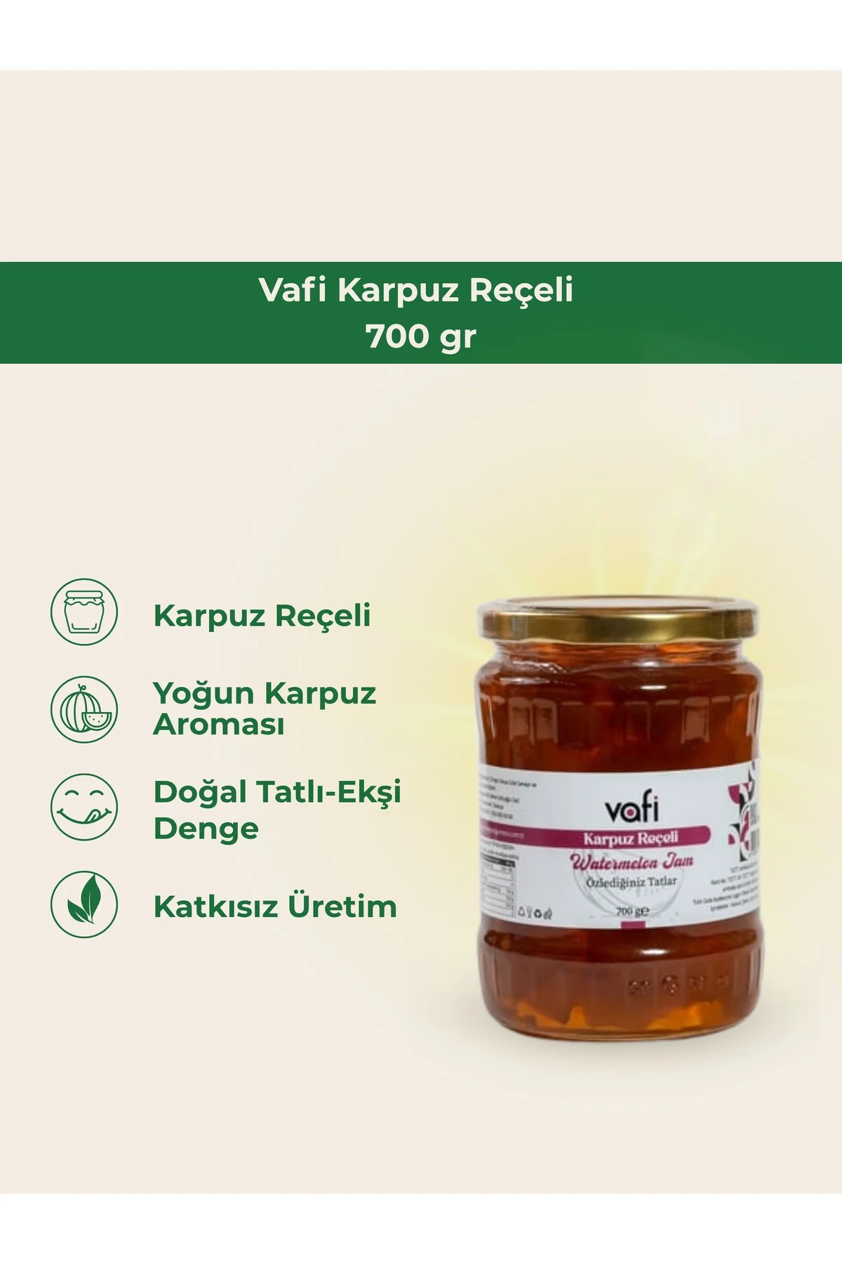 Vafi Karpuz Reçeli 700 gr  1 ADET - vafi Görsel 2