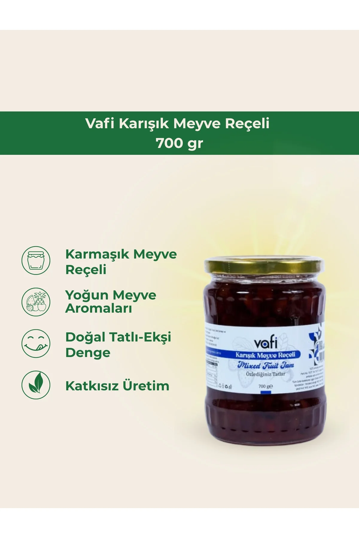 Vafi Reçel Serisi Karışık Meyve Reçeli 700 gr  1 ADET - vafi Görsel 2