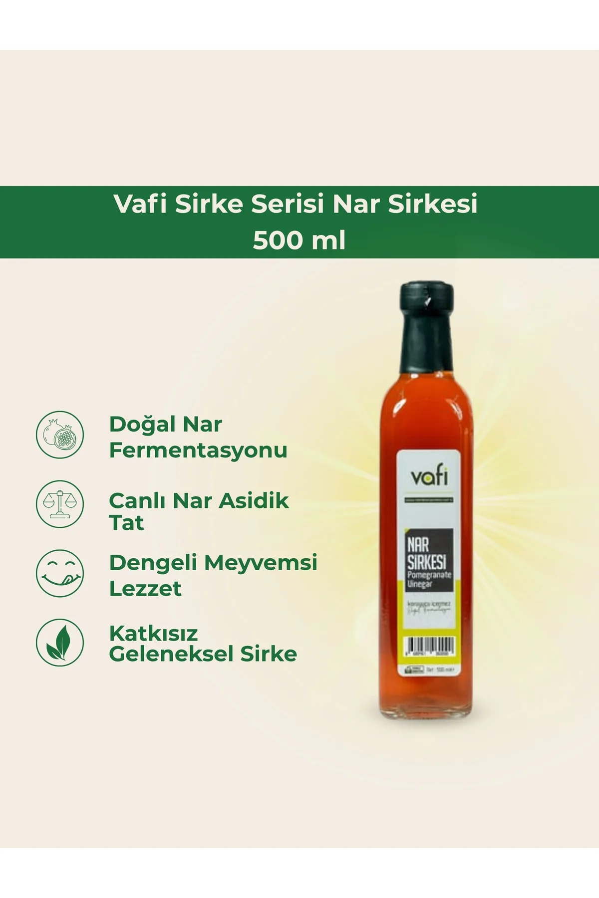 Vafi Sirke Serisi Nar Sirkesi 500 ml 1 ADET - vafi Görsel 2