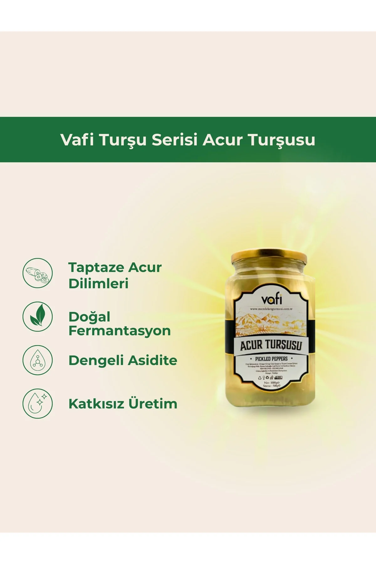 Vafi Turşu Serisi Acur Turşusu 1000cc-500gr 1 ADET - vafi Görsel 2