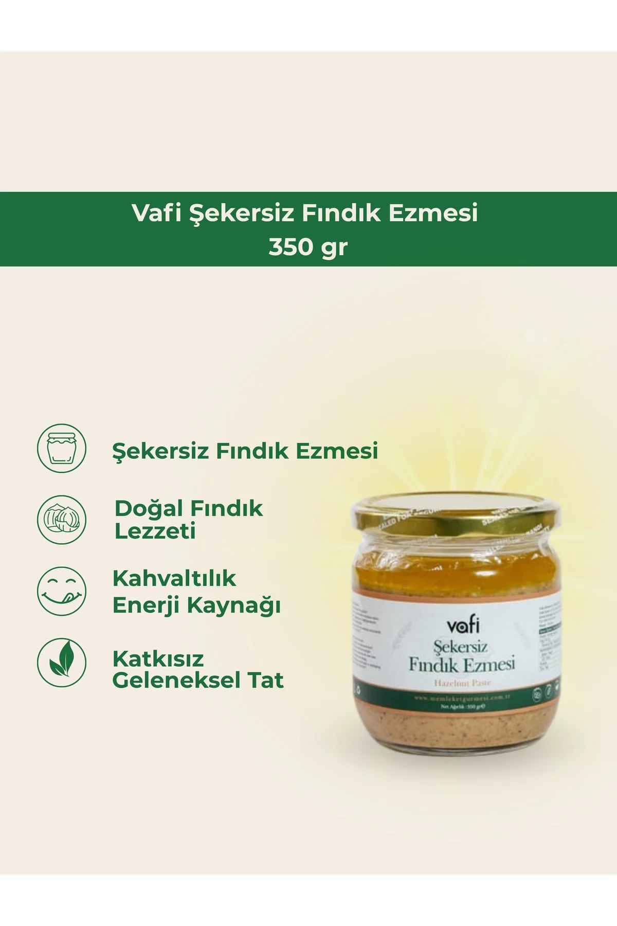 Şekersiz Fındık Ezmesi 350 gr MG 1 ADET - vafi Görsel 2