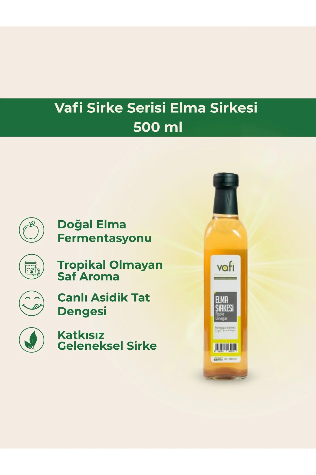 Vafi Sirke Serisi Elma Sirkesi 500 ml 1 ADET - vafi Görsel 2