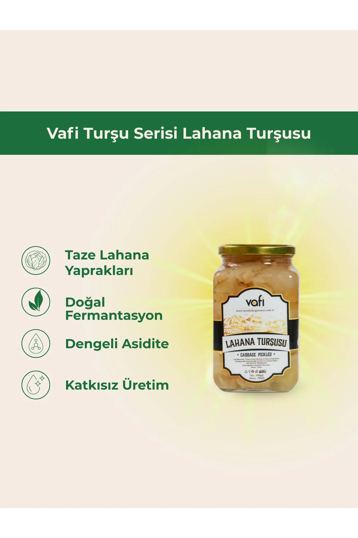 Vafi Turşu Serisi Lahana Turşusu 1000cc-500gr 1 ADET - vafi Görsel 2