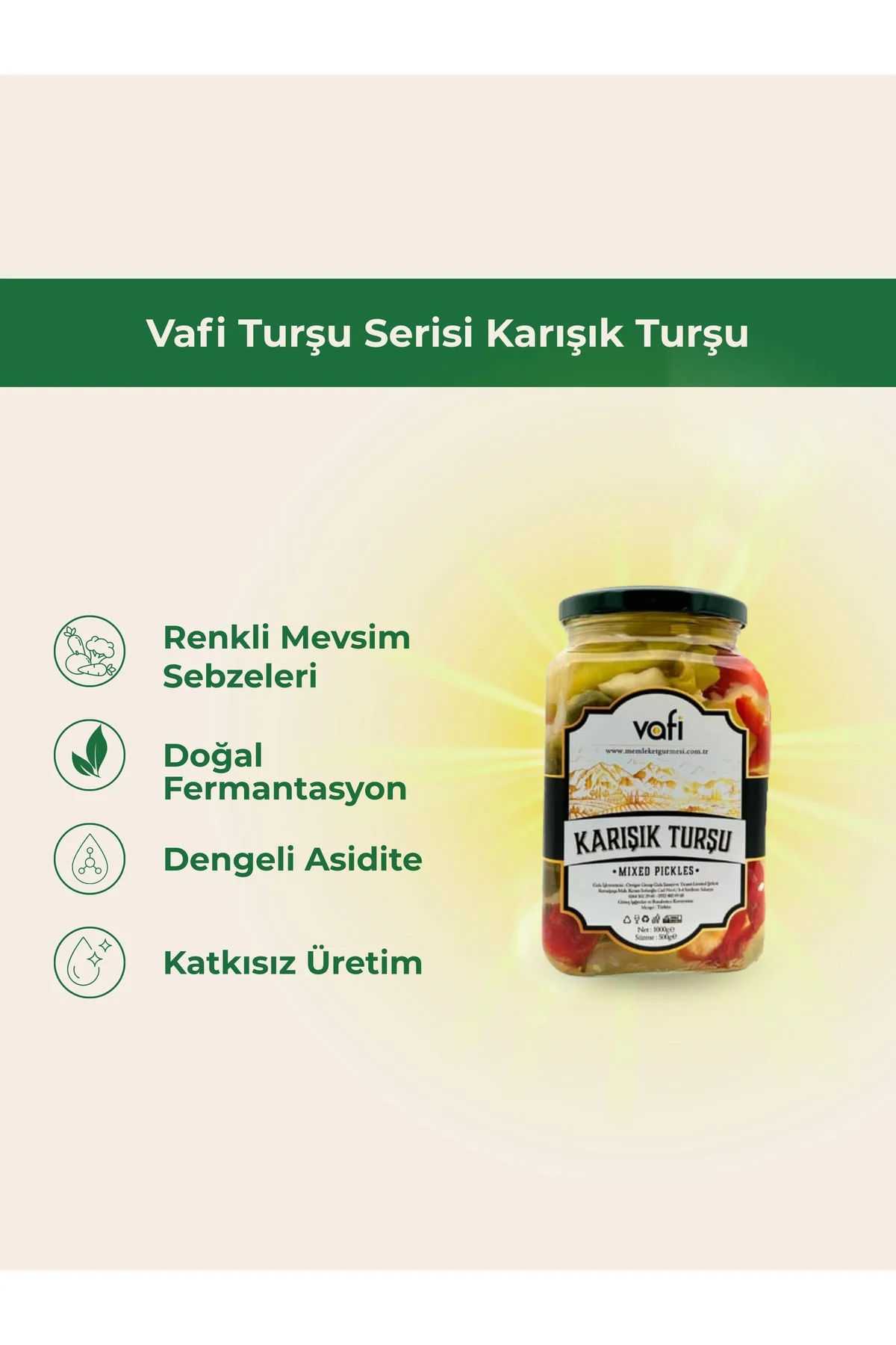 Vafi Turşu Serisi Karışık Turşu 1000cc-500gr 1 ADET - vafi Görsel 2