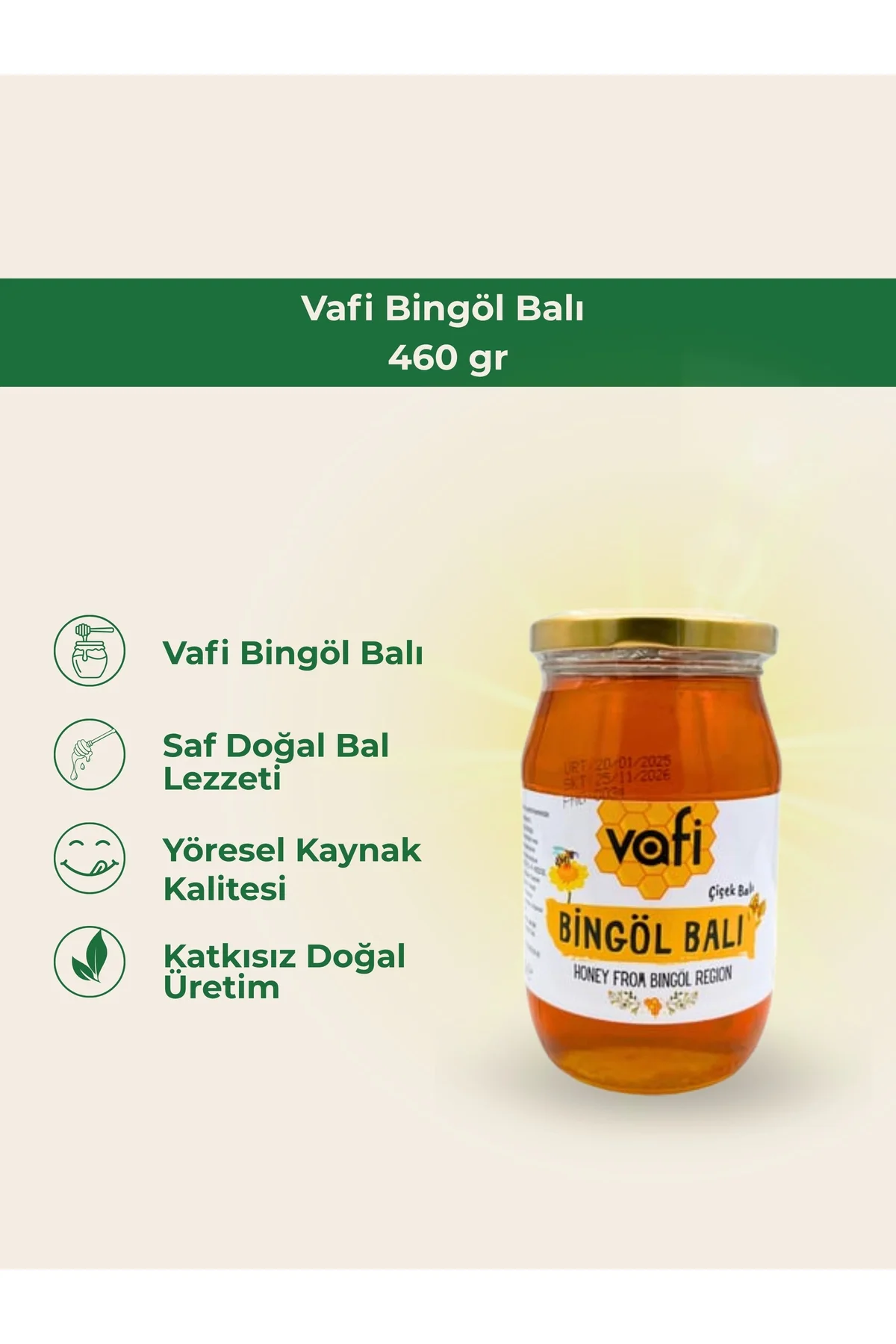 Vafi Bingöl Balı 460 gr 1 ADET - vafi Görsel 2