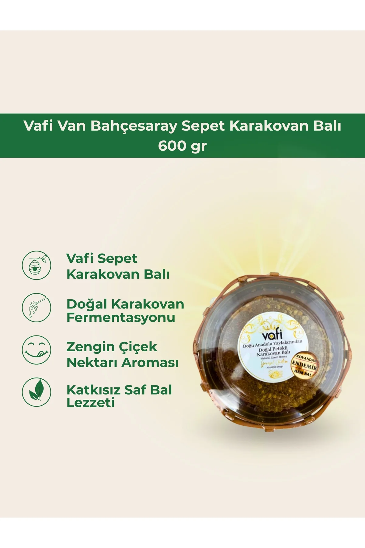 Vafi Van Bahçesaray Sepet Karakovan Balı 600 gr 1 ADET - vafi Görsel 2