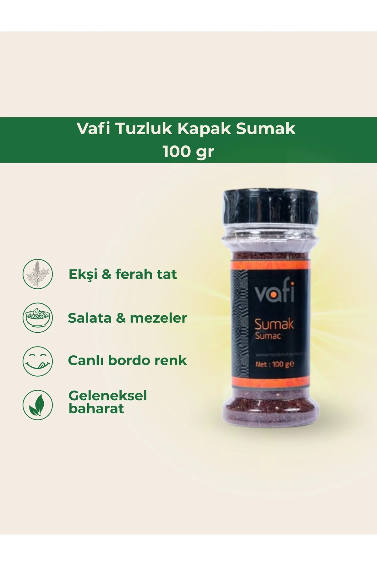 Vafi Tuzluk Kapak Sumak 100 gr 1 ADET - vafi Görsel 2