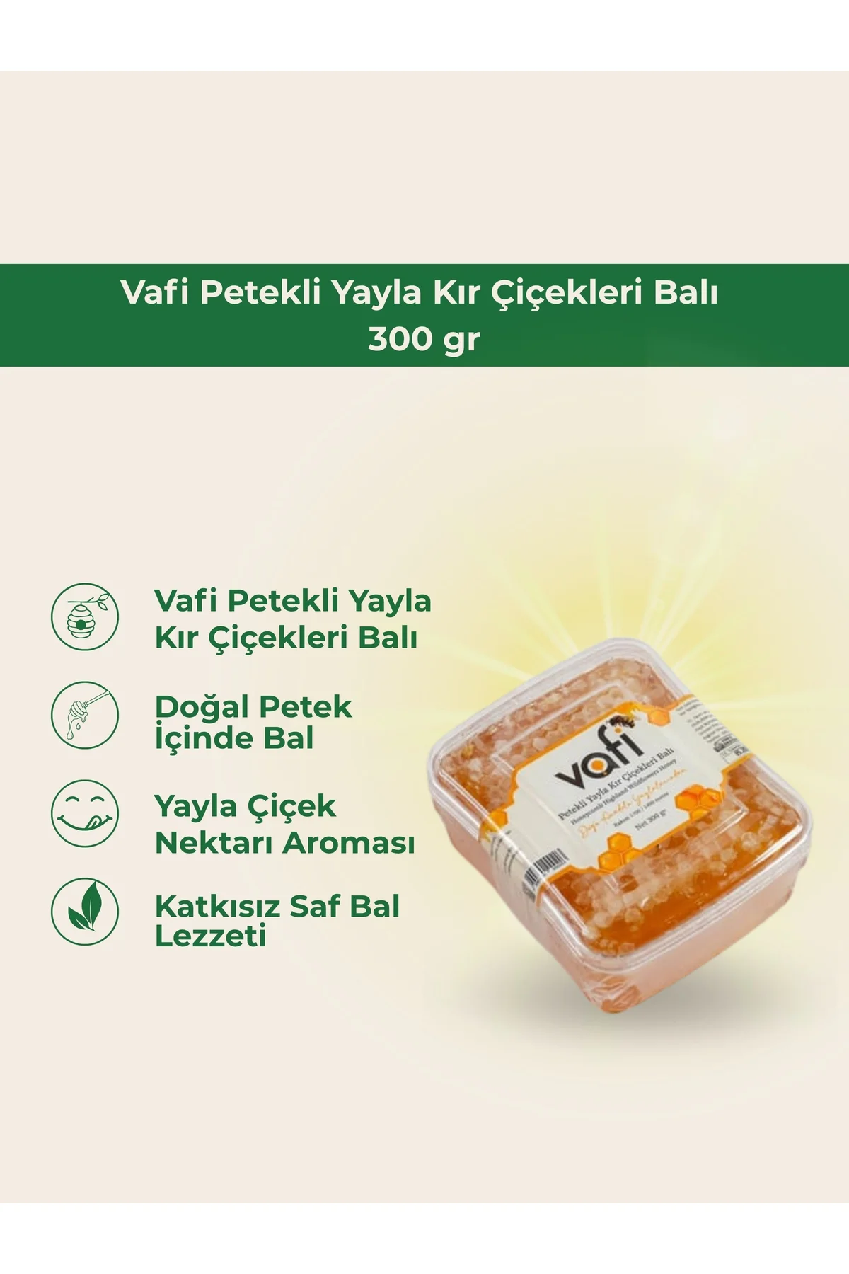 Vafi Petekli Yayla Kır Çiçekleri Balı 300 gr 1 ADET - vafi Görsel 2