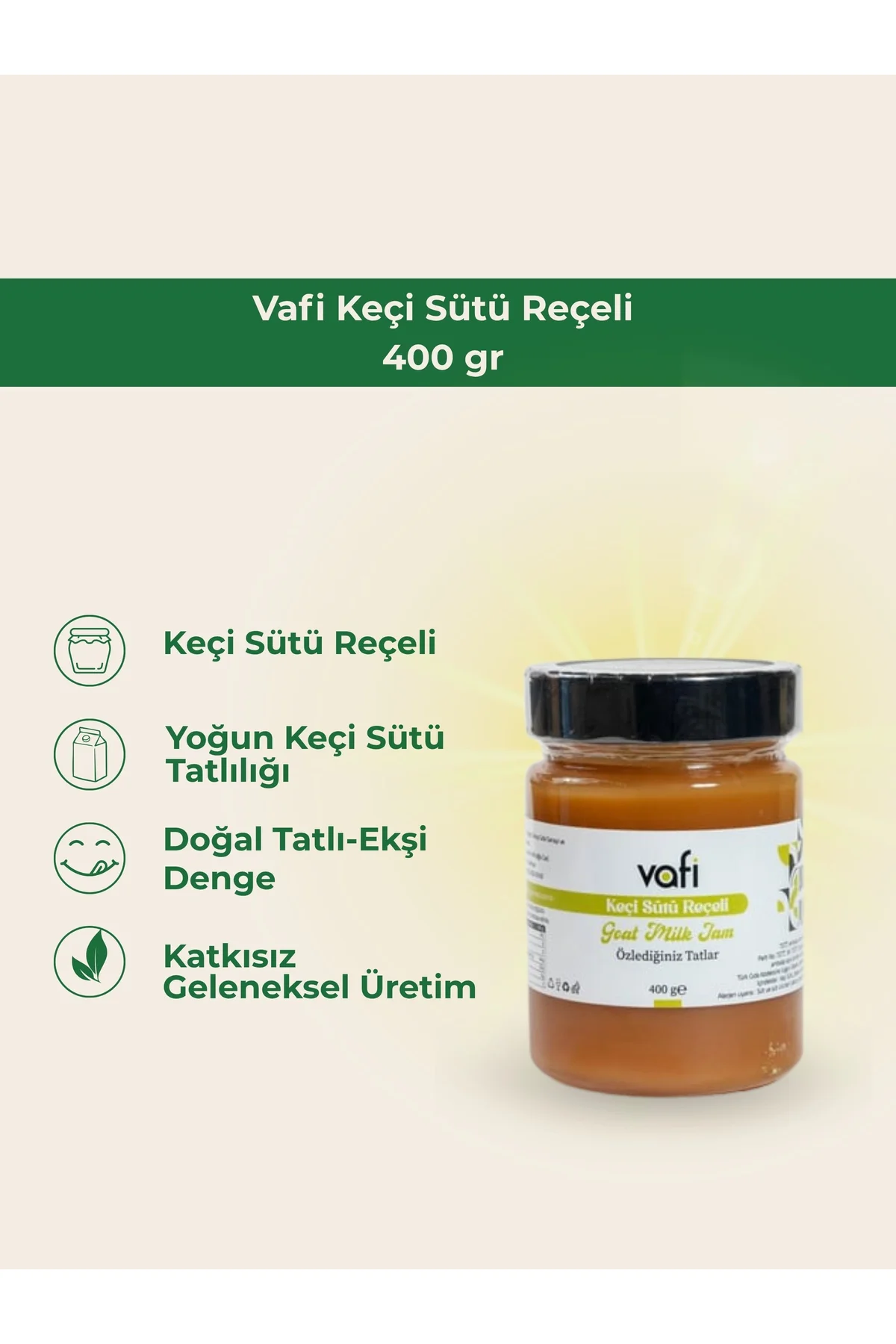 Vafi Reçel Serisi Keçi Sütü Reçeli 400 gr  1 ADET - vafi Görsel 2