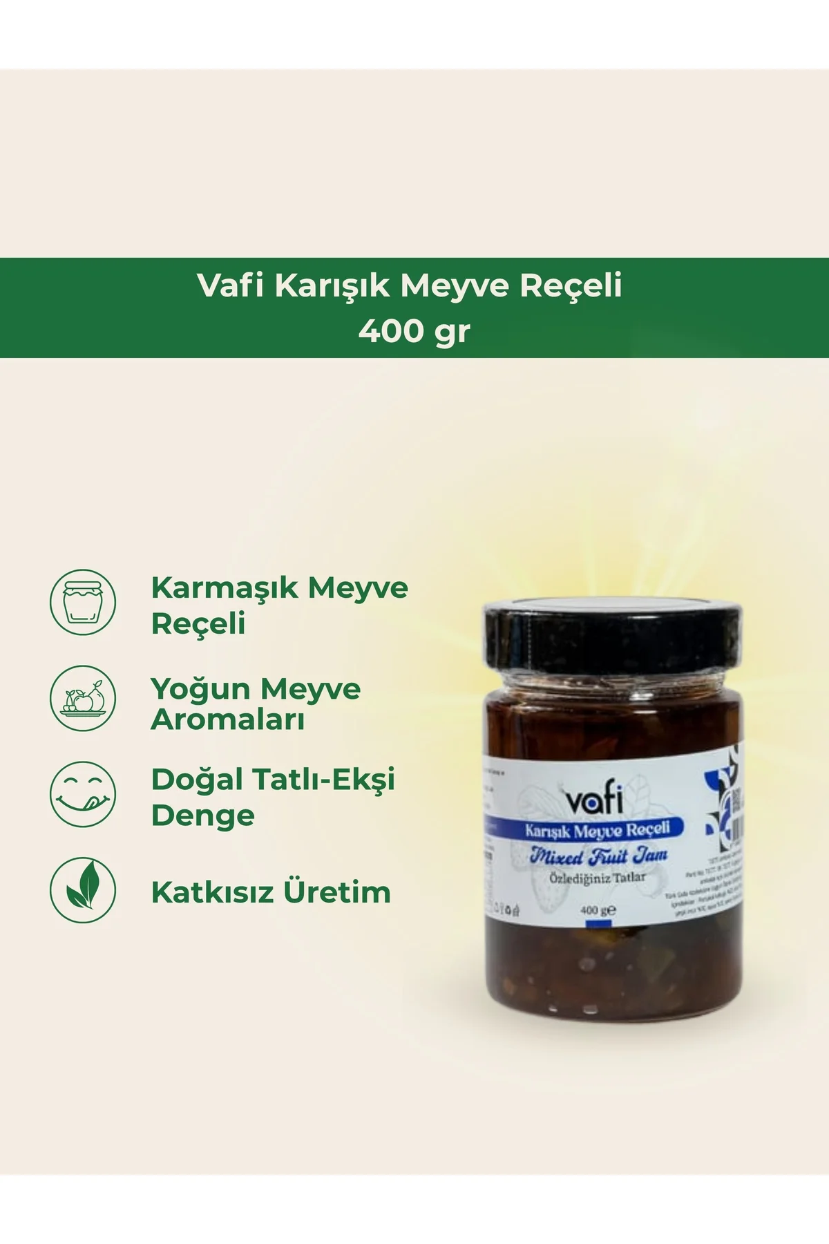 Vafi Reçel Serisi Karışık Meyve Reçeli 400 gr  1 ADET - vafi Görsel 2