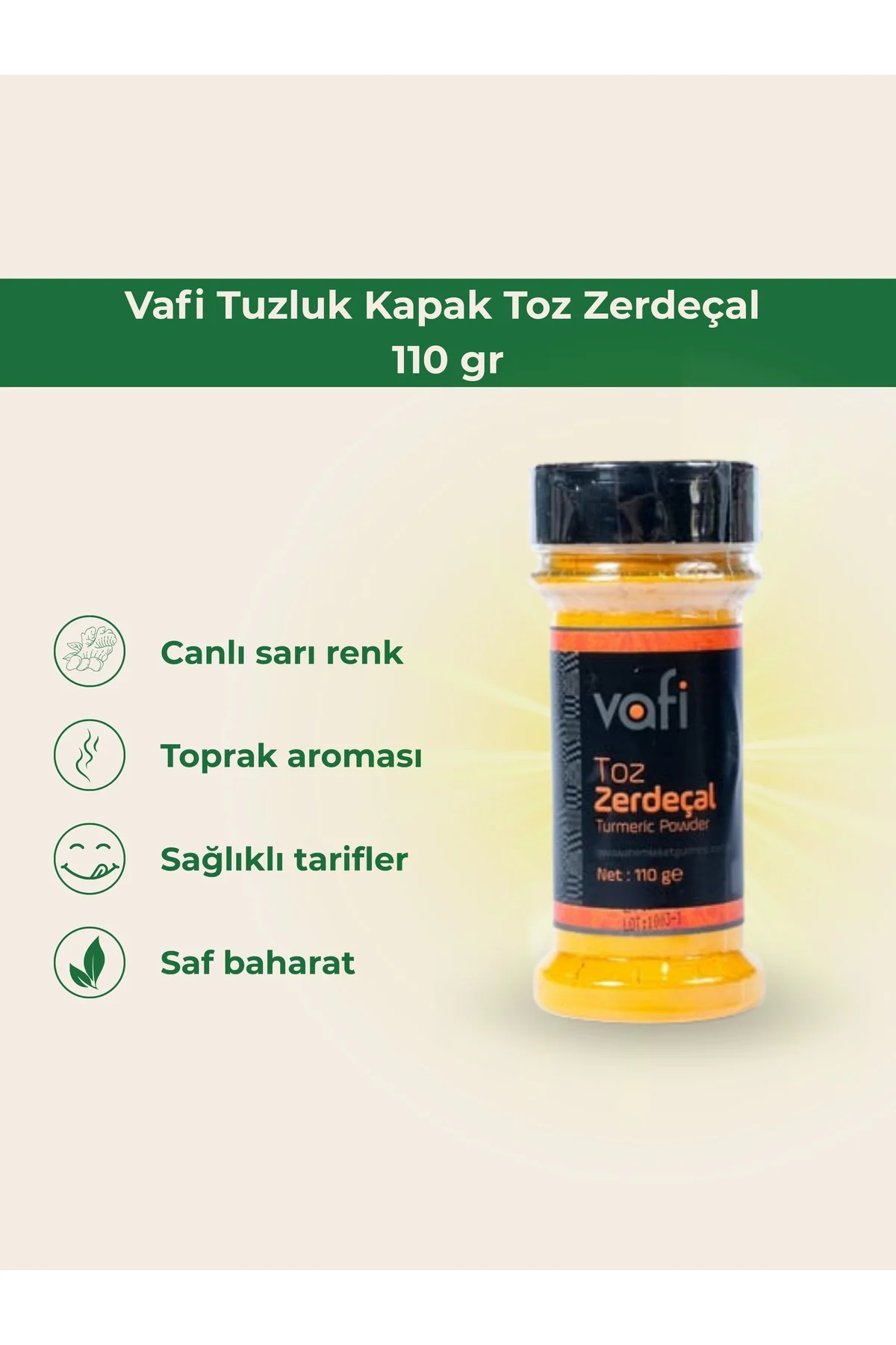 Vafi Tuzluk Kapak Toz Zerdeçal 110 gr 1 ADET - vafi Görsel 2