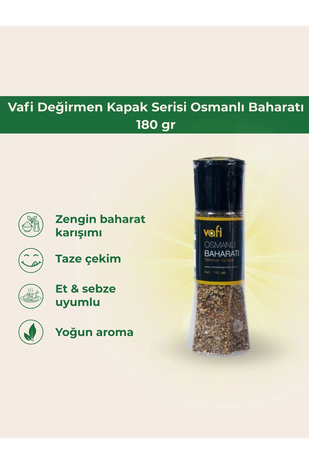 Vafi Değirmen Kapak Serisi Osmanlı Baharatı 180 gr 1 ADET - vafi Görsel 2