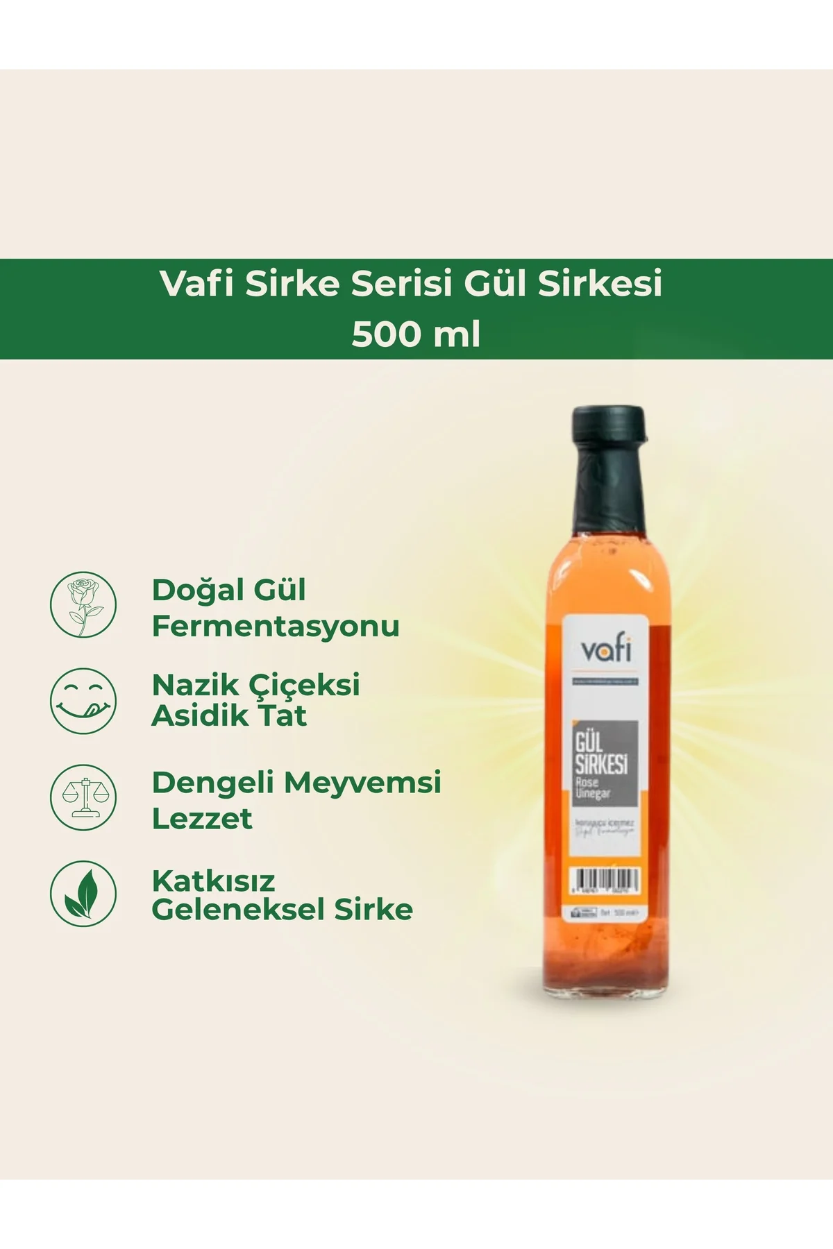 Vafi Sirke Serisi Gül Sirkesi 500 ml 1 ADET - vafi Görsel 2
