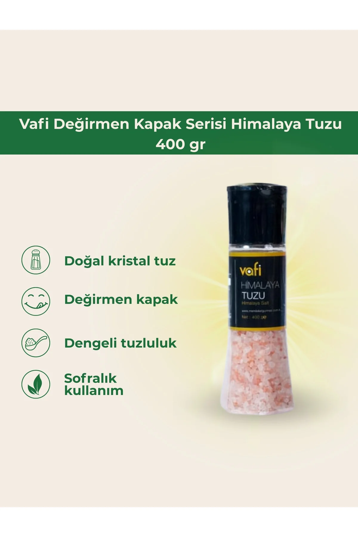 Vafi Değirmen Kapak Serisi Himalaya Tuzu 400 gr 1 ADET - vafi Görsel 2