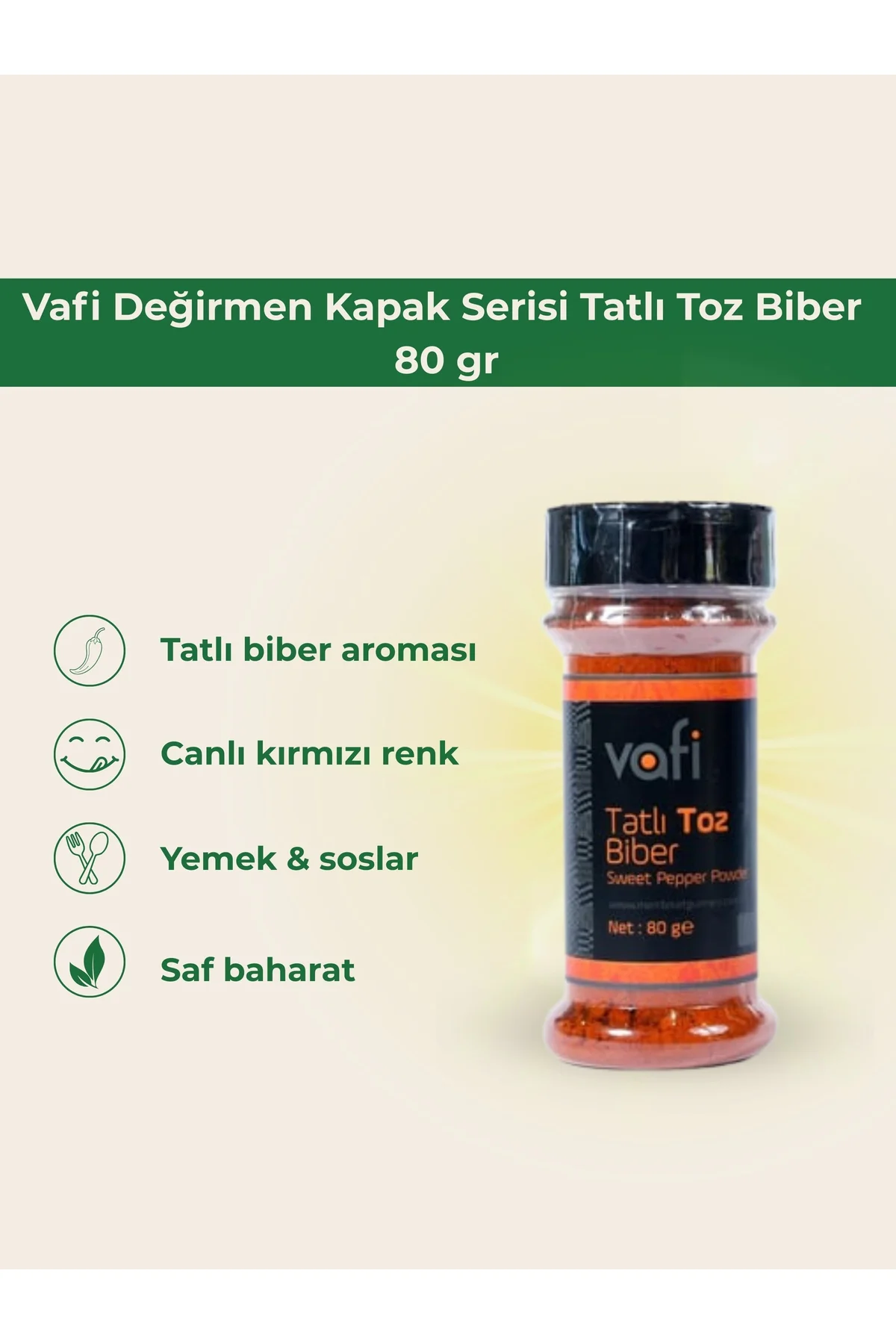 Vafi Baharat Serisi Tatlı Toz Biber 80 gr 1 ADET - vafi Görsel 2